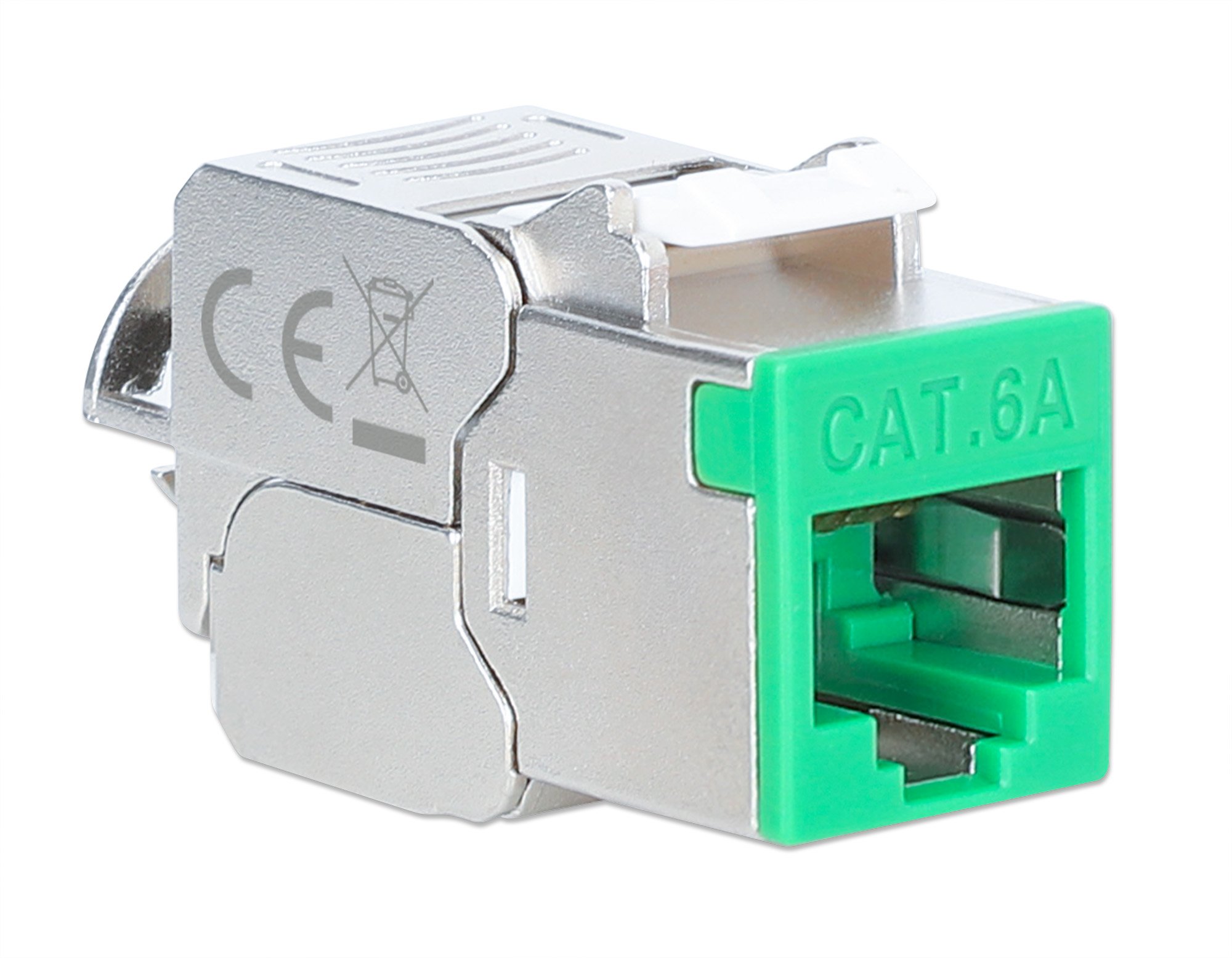 Frutto Keystone RJ45 Cat.6A 10G Slim STP Toolless Verde INTELLINET - immagine 2