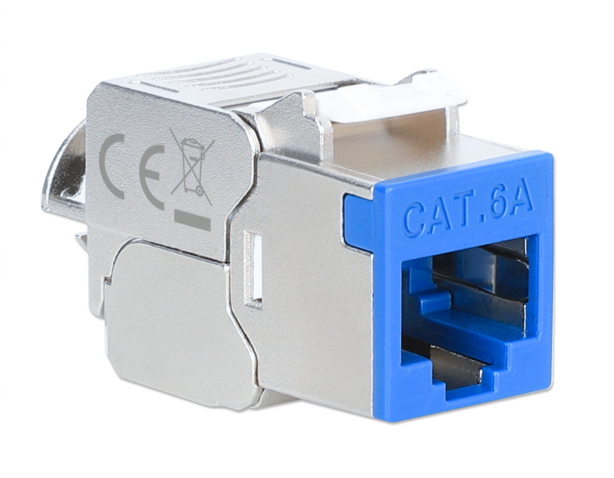 Frutto Keystone RJ45 Cat.6A 10G Slim STP Toolless Blu INTELLINET - immagine 2