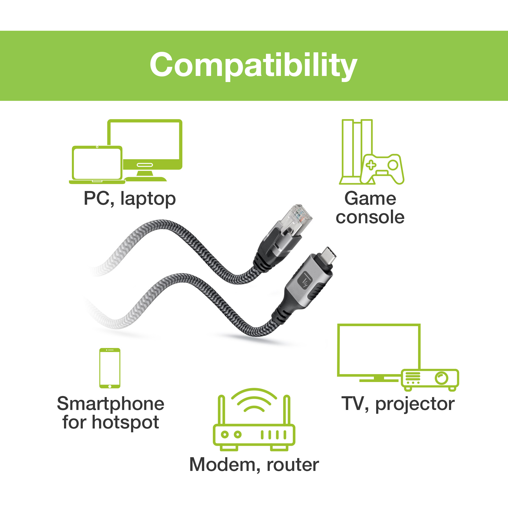 Cavo USB-C™ Maschio a Ethernet RJ45 Maschio 1m TECHLY - immagine 10