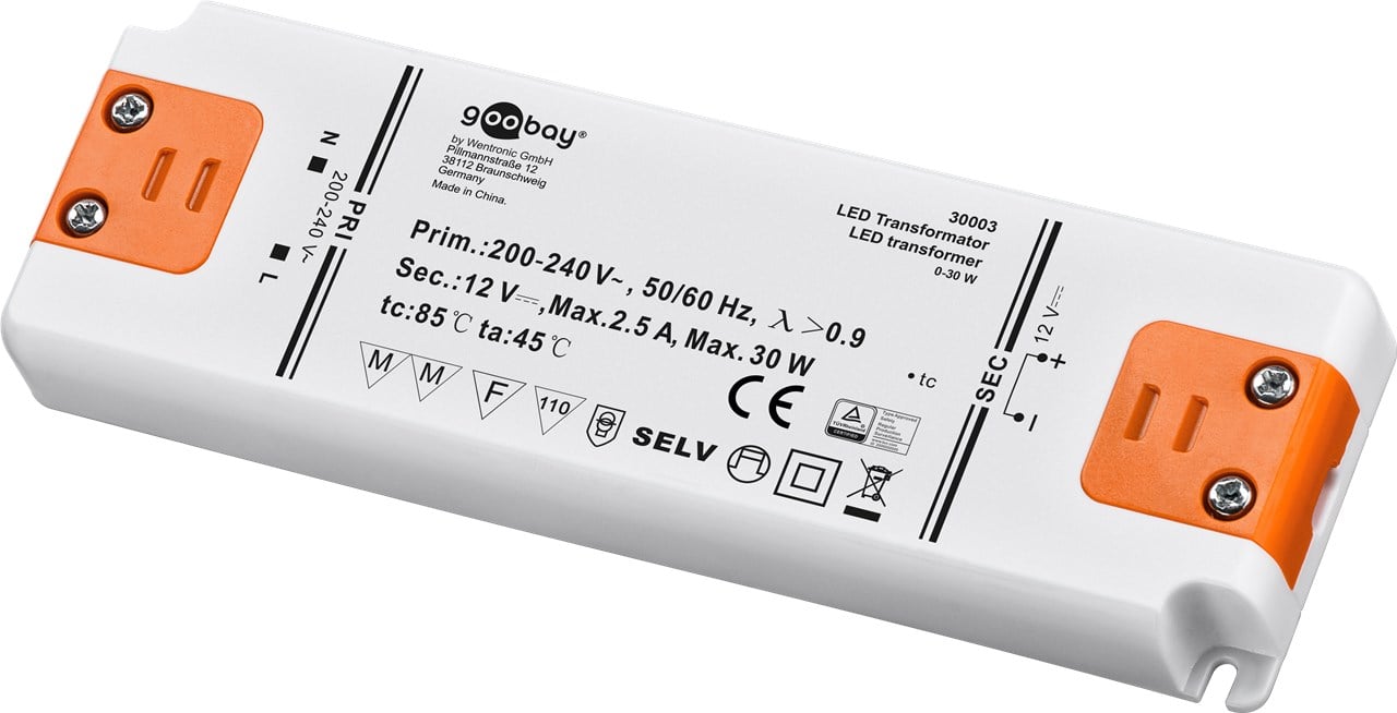 Trasformatore per Illuminazione LED da 12 V (DC)/30 W GOOBAY