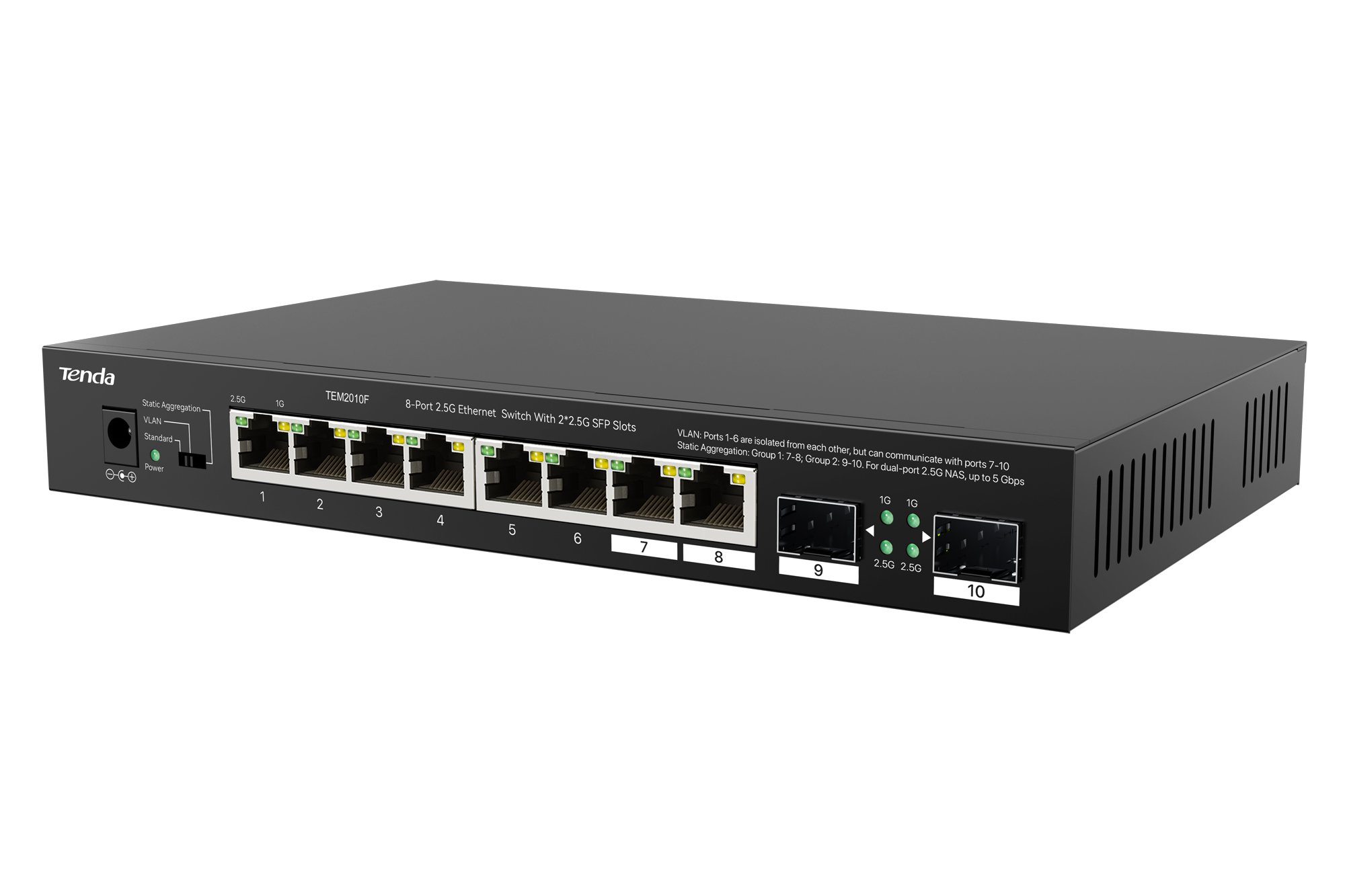Switch con 8 porte 2.5G Ethernet e 2 slot SFP da 2.5G, TEM2010F TENDA - immagine 2