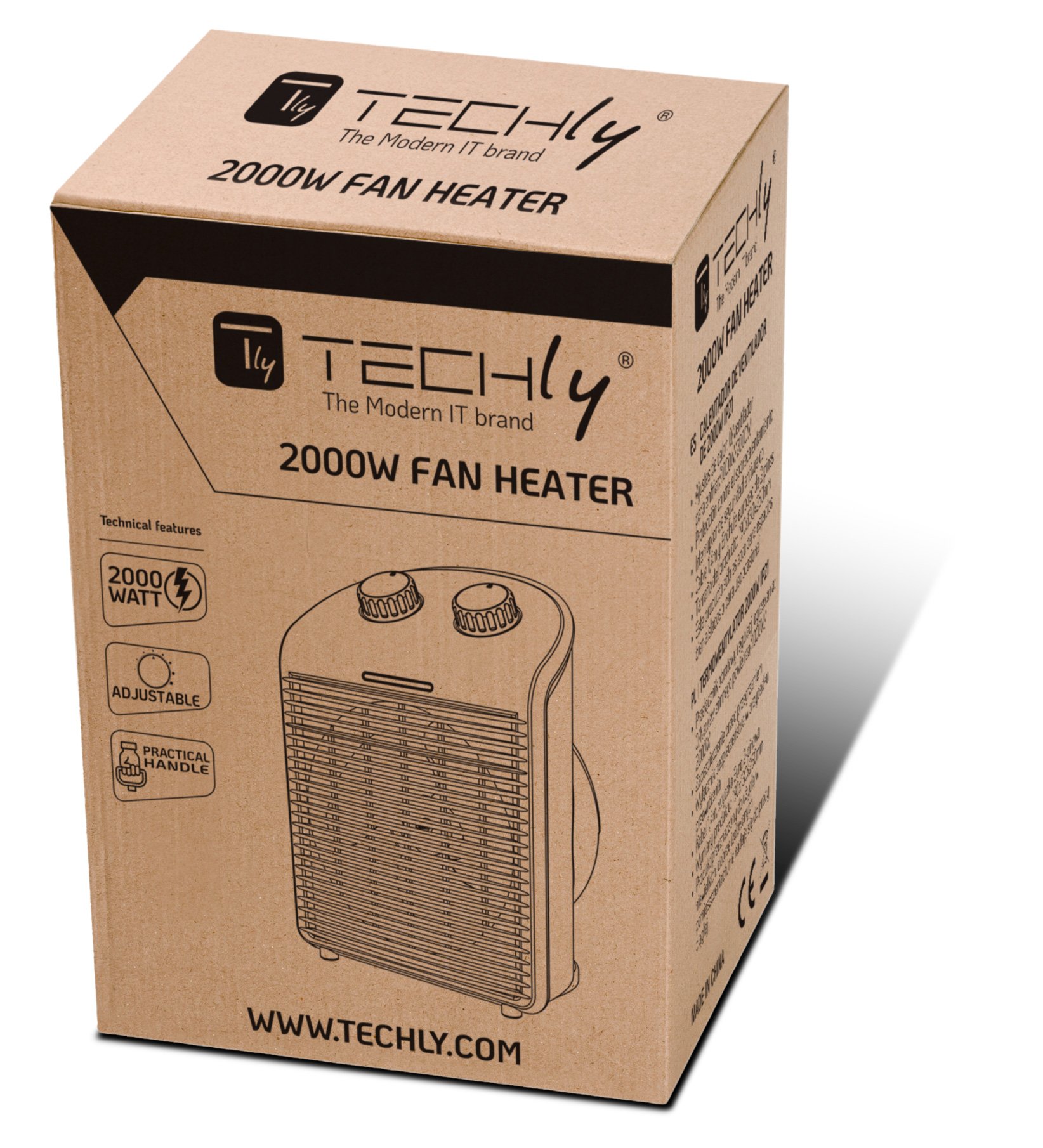 Termoventilatore Portatile 2 Regolazioni di Riscaldamento con Ventilazione IP21 2000W TECHLY