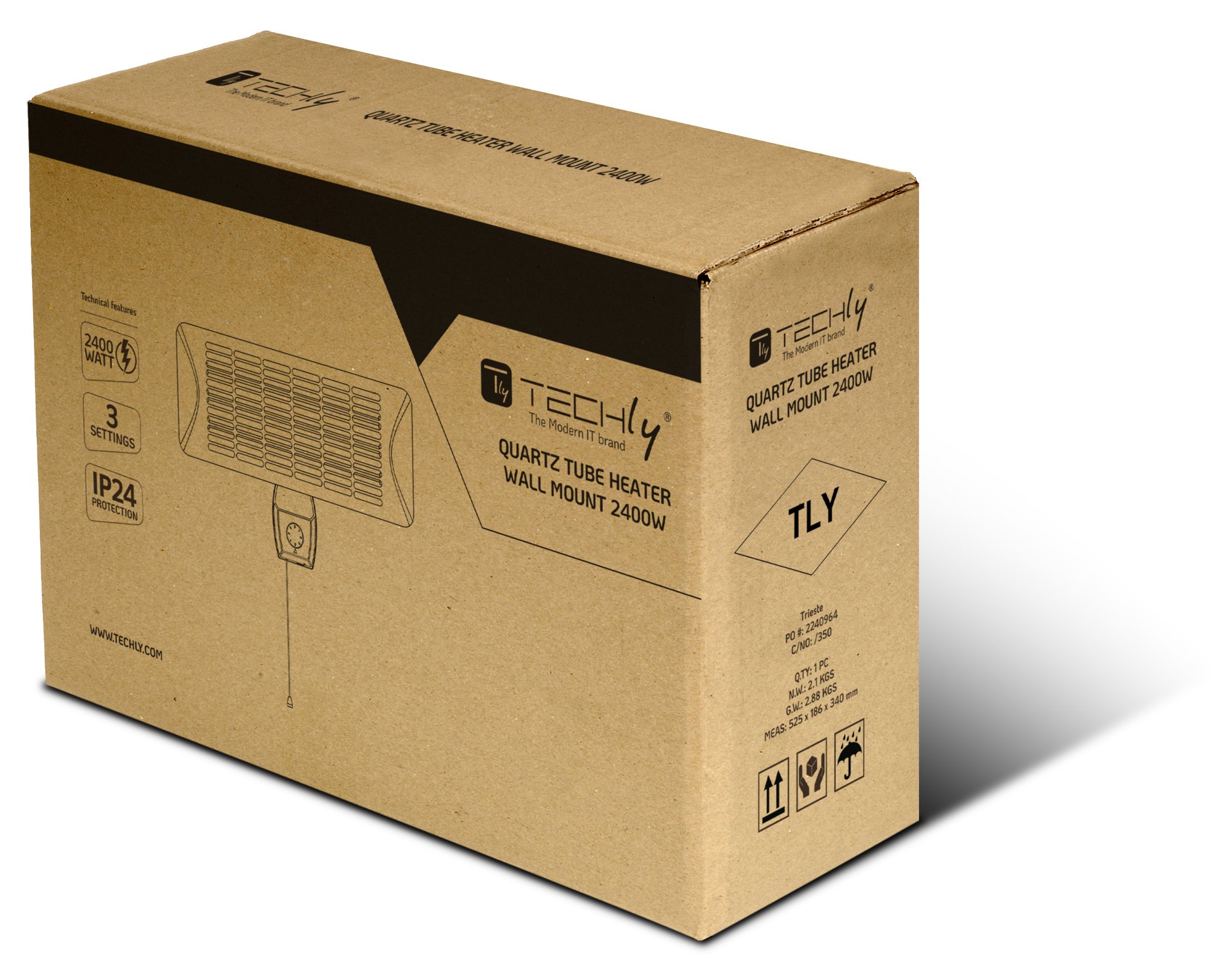Stufetta da Parete al Quarzo per Interno Esterno IP24 2400W TECHLY - immagine 2