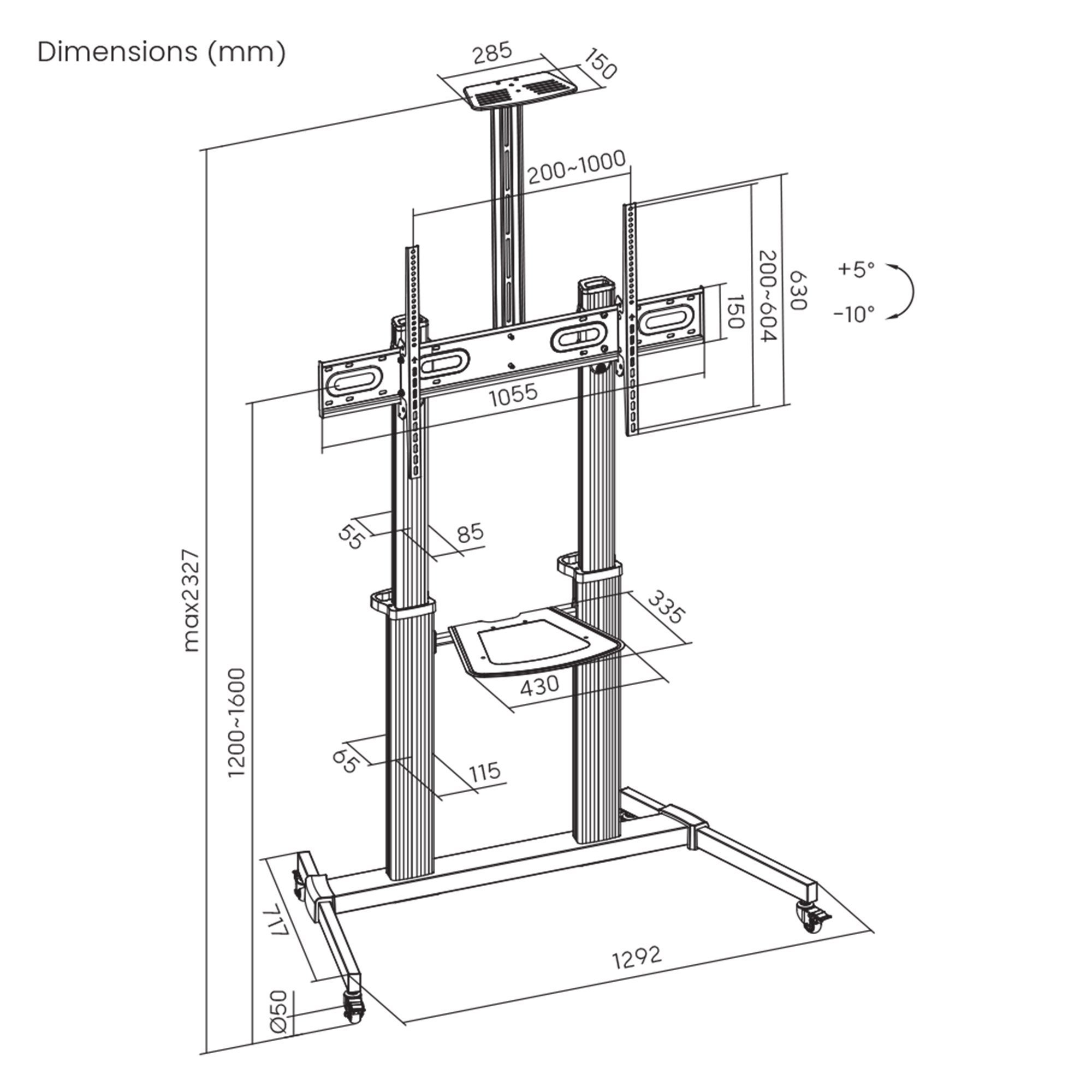 Supporto a Pavimento Trolley TV LCD/LED/Plasma 60-100'' MANHATTAN - immagine 3