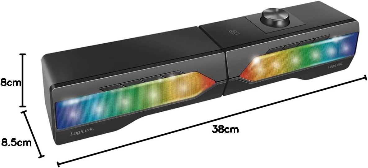 2 in 1 Gaming Sound System Soundbar e Speakers Bluetooth v5.0 Illuminazione RGB LOGILINK - immagine 2