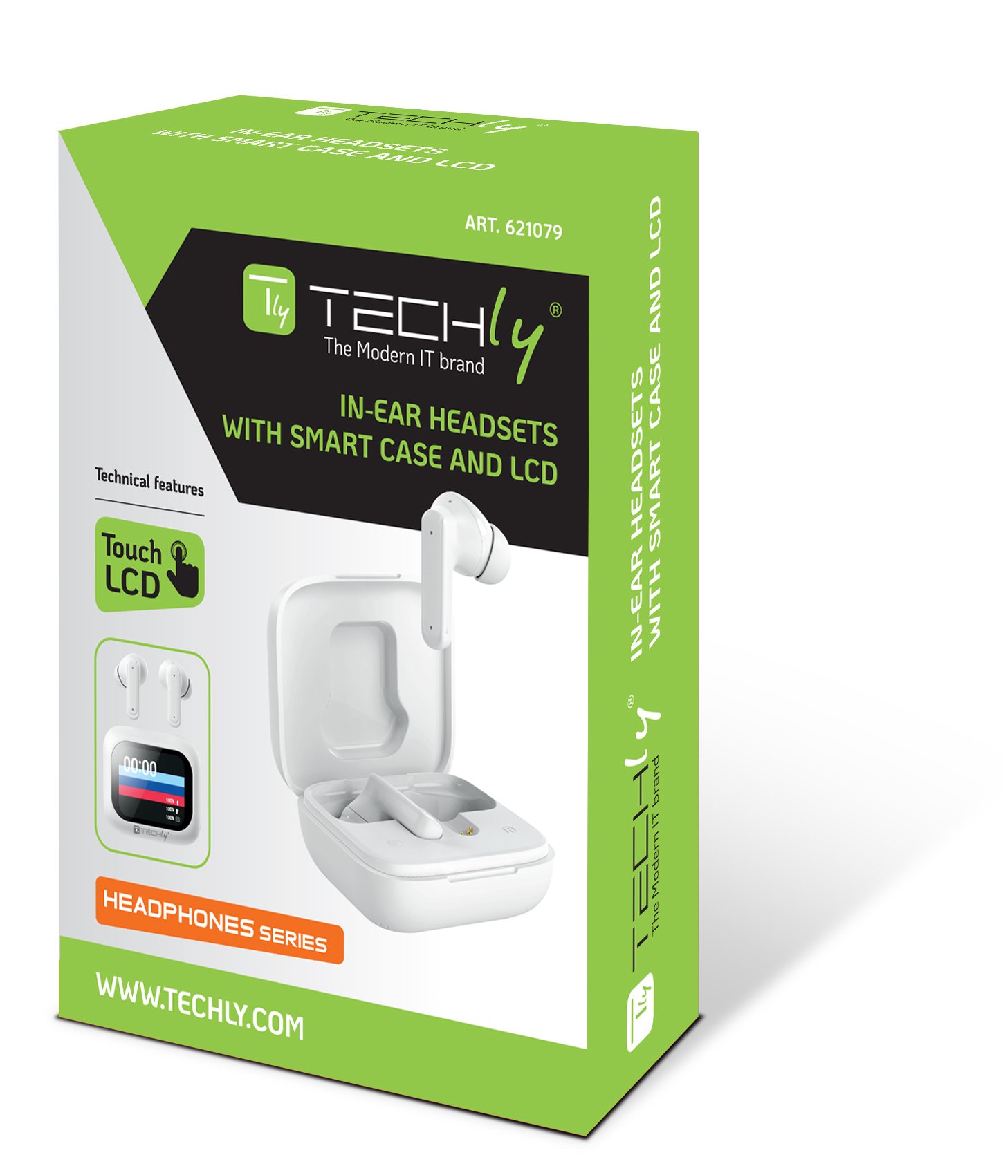 Cuffie Auricolari Bluetooth con Custodia Smart Touch Screen LCD Cancellazione Attiva del Rumore ANC TECHLY - immagine 2