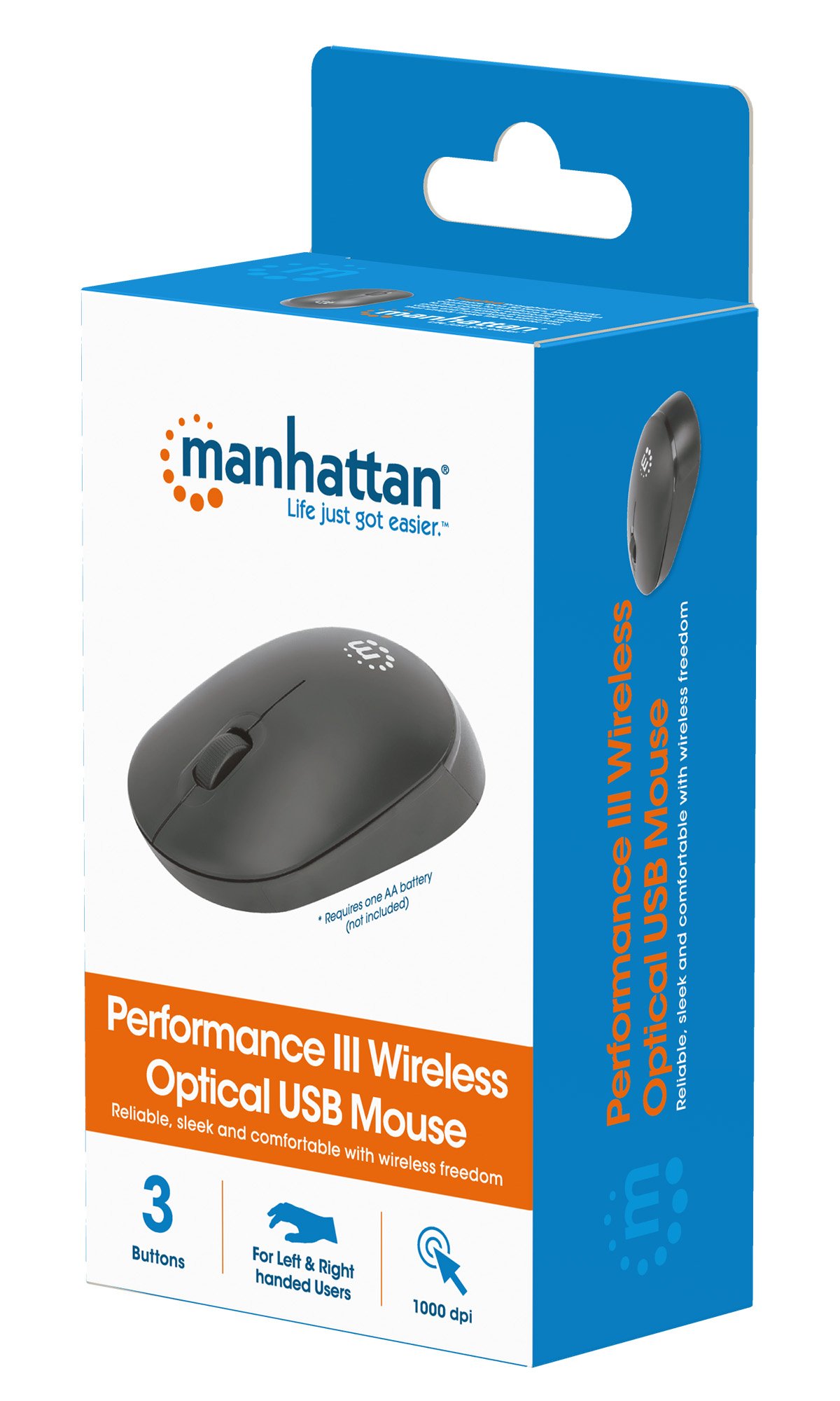 Mouse Ottico USB Wireless Performance III Nero MANHATTAN - immagine 2