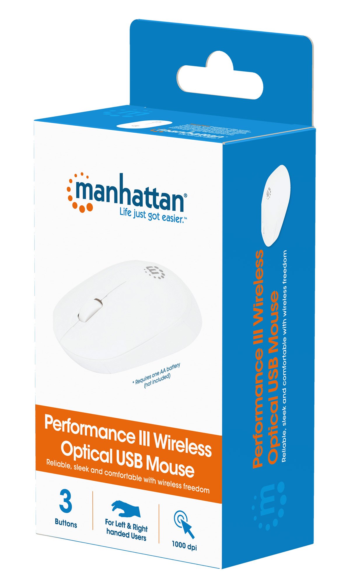 Mouse Ottico USB Wireless Performance III Bianco MANHATTAN - immagine 2