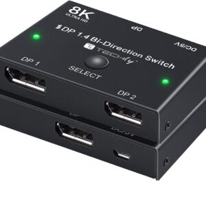 Switch Bidirezionale Convertitore Splitter DisplayPort 8K DP1.4 per Sorgenti Multiple e Display TECHLY
