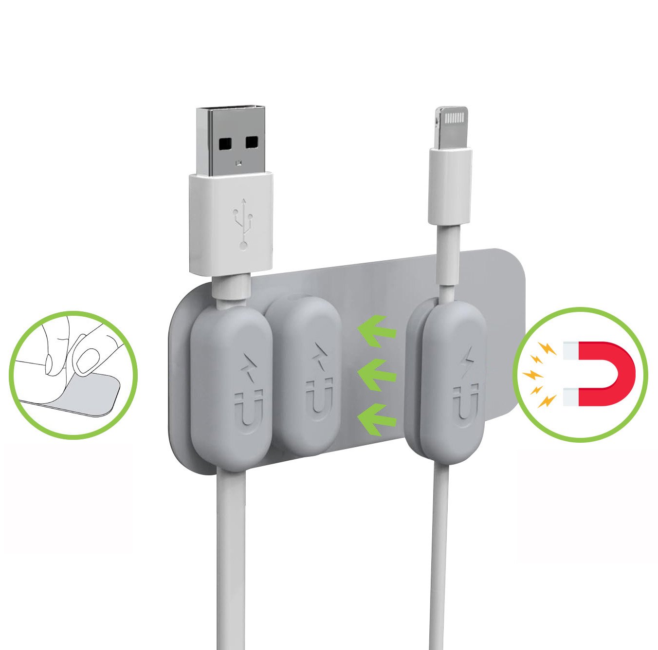 Organizzatore di Cavi Magnetico a Quattro Fermacavi con Base TECHLY