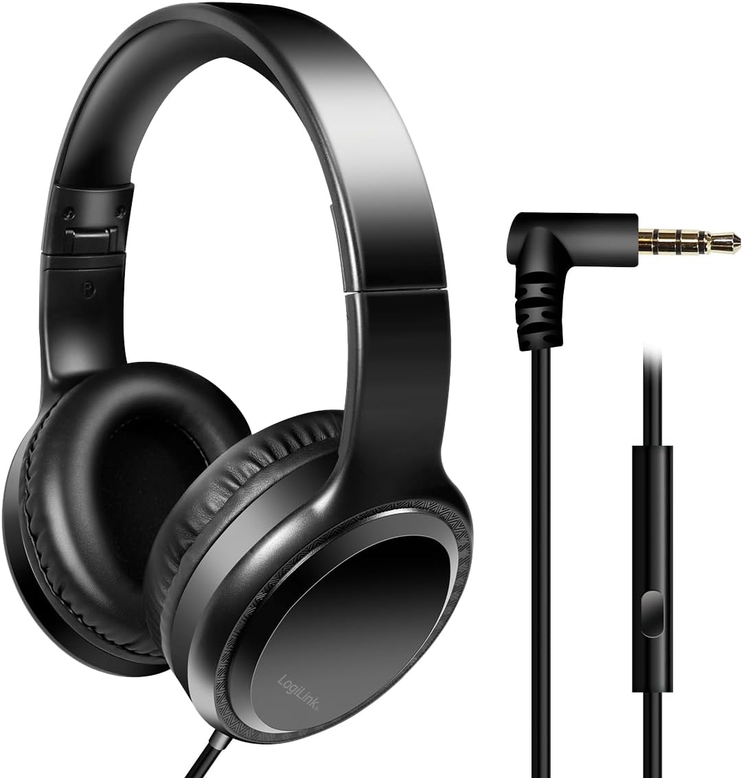 Cuffia Stereo Pieghevole con Microfono Jack 3,5 mm Nero LOGILINK