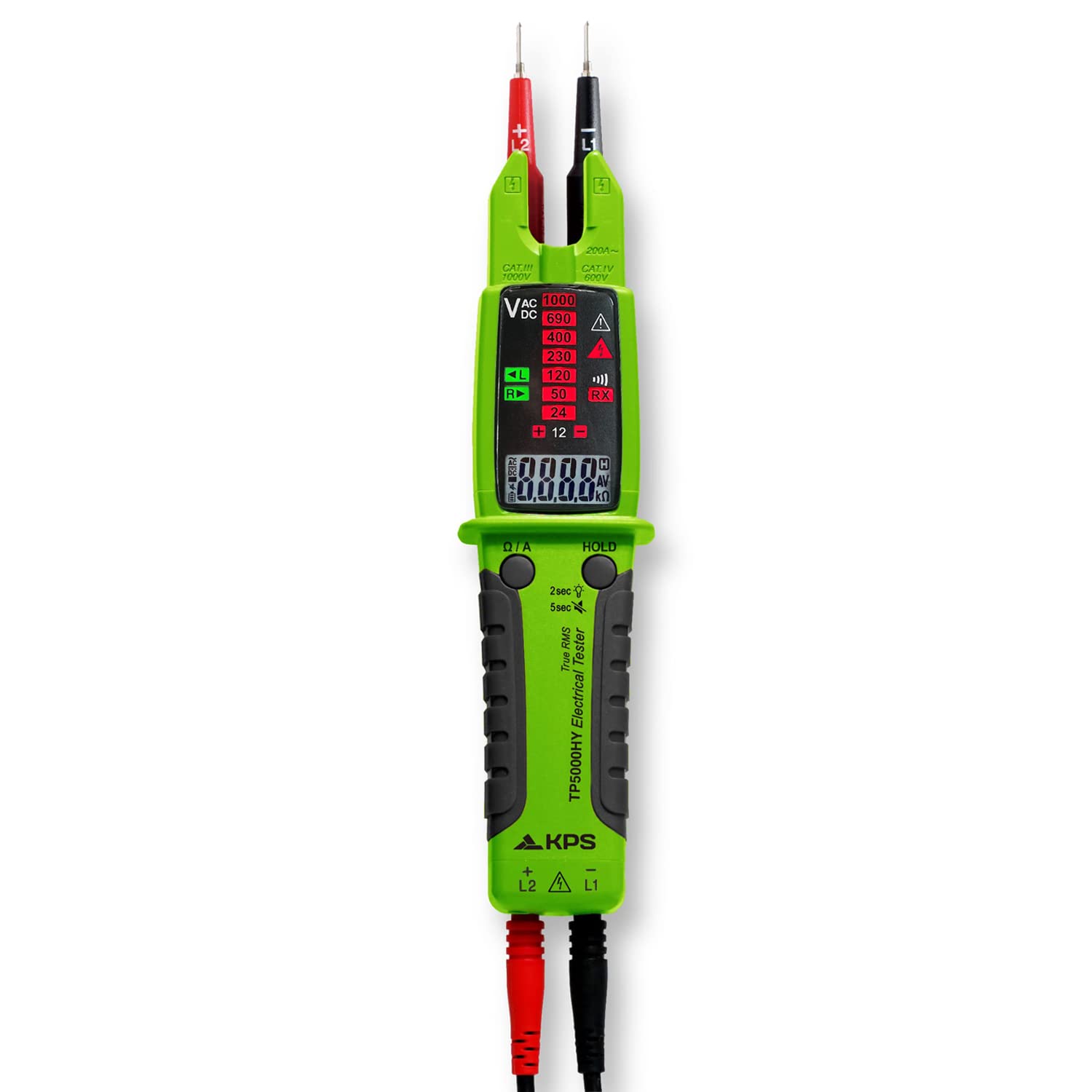 Tester di Tensione TRMS AC/DC 1000V AC 200A 10.000 Conti IP65 CAT.IV, KPS-TP5000HY KPS