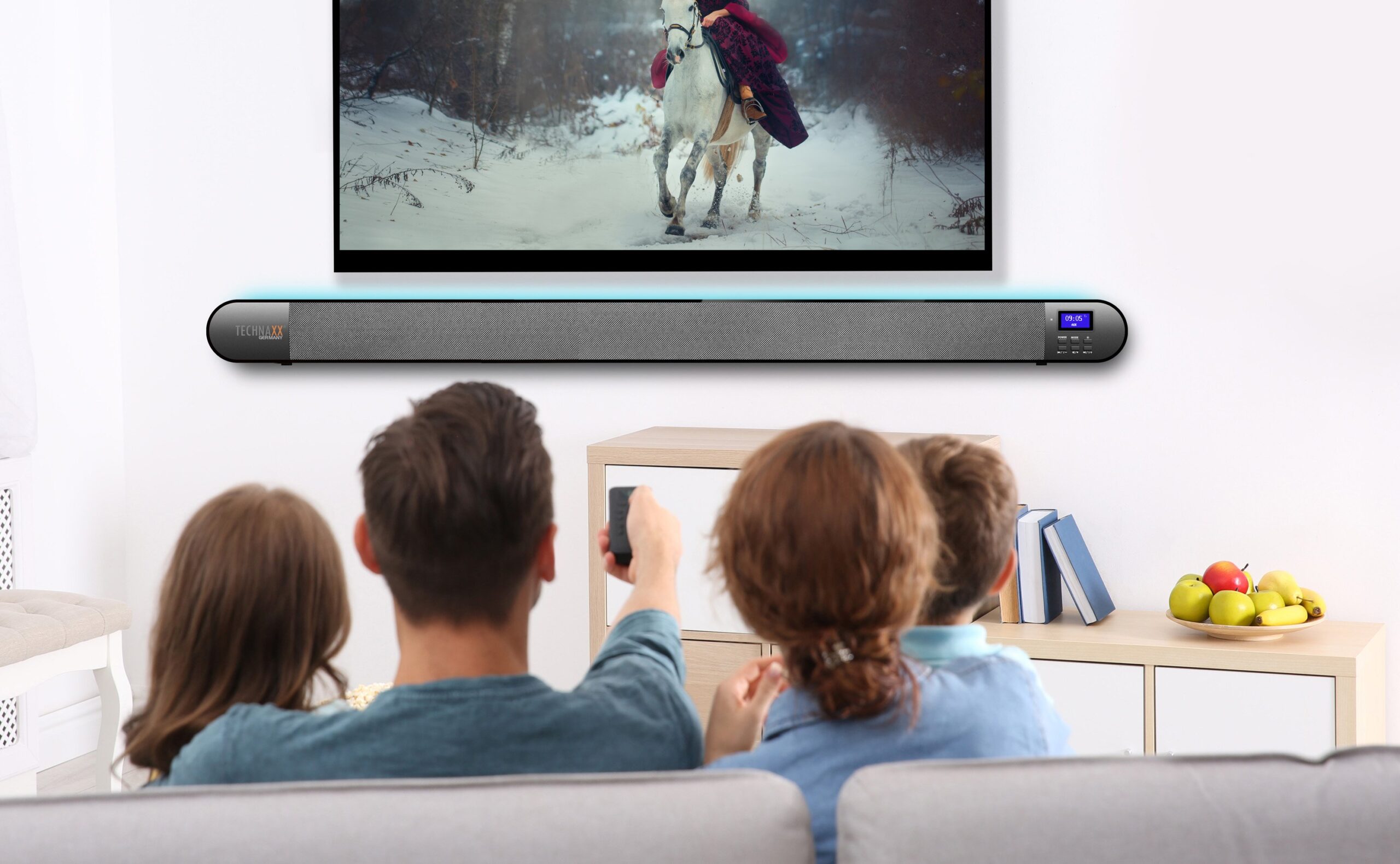 Soundbar con Radio DAB+ e FM Bluetooth V5.0 Connessione Ottica e Luce LED 7 Colori, TX-139 TECHNAXX