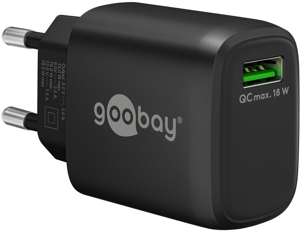 Caricabatterie Ricarica Rapida USB QC 3.0 (18 W) Nero GOOBAY
