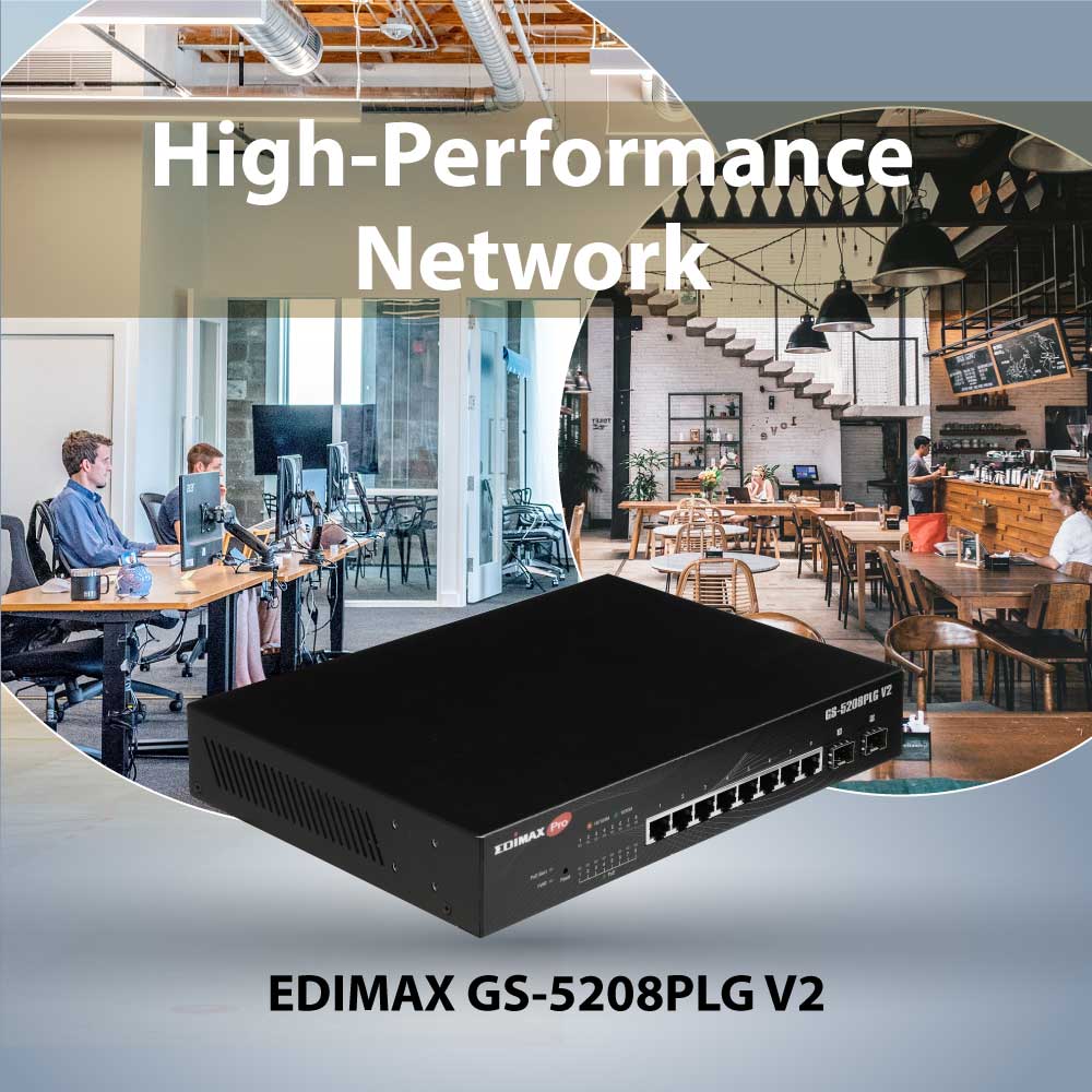 Smart Switch Web 10 porte Gigabit PoE+ 2 porte SFP, GS-5208PLG V2 EDIMAX - immagine 3