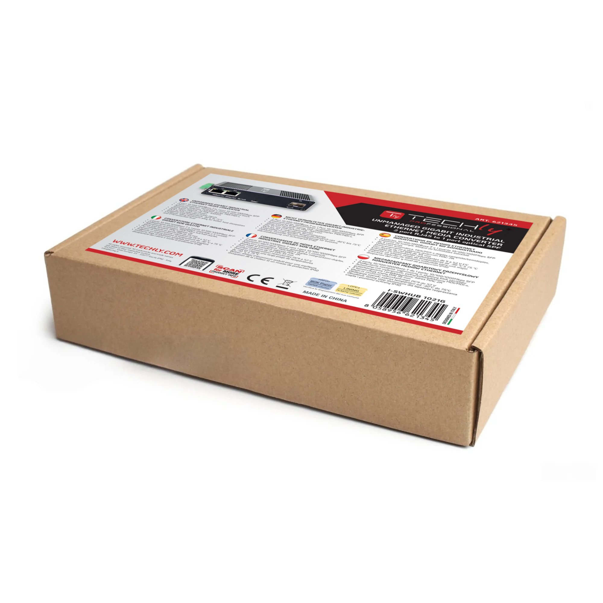 Convertitore Ethernet Industriale Gigabit 2 porte RJ45 a 1 porta SFP Non Gestito TECHLY PROFESSIONAL - immagine 2