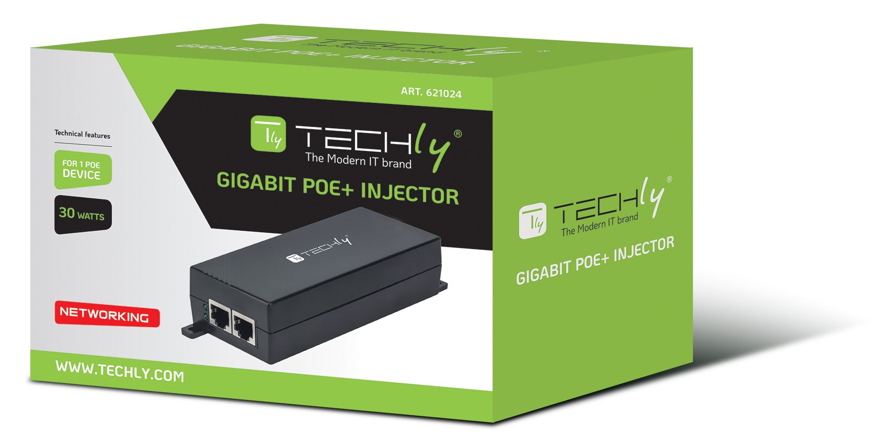 Iniettore Gigabit PoE+ High Power TECHLY