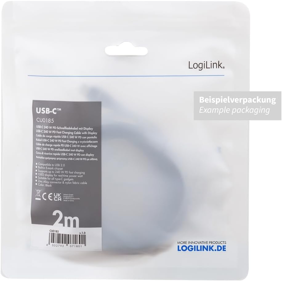 Cavo USB-C™ Maschio/Maschio E-mark PD Display 1m LOGILINK - immagine 2