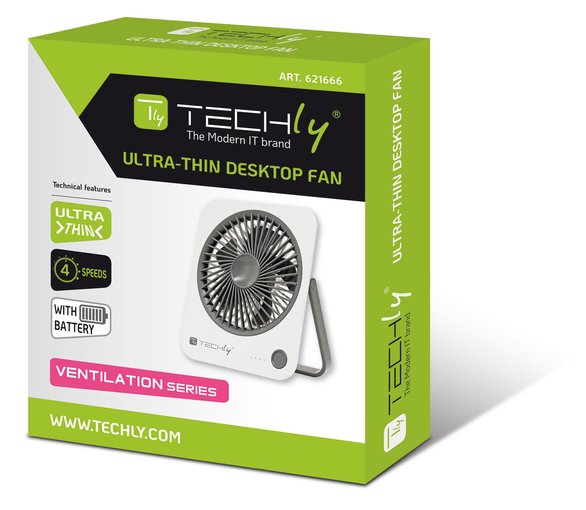Ventilatore da Scrivania Ultra Sottile Pieghevole e Portatile a 4 Velocità TECHLY - immagine 2