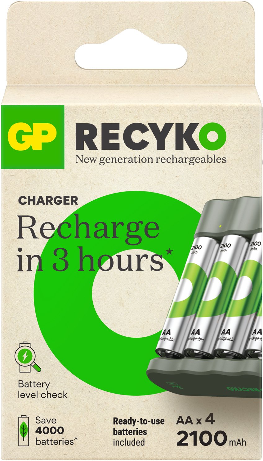 Caricabatterie per AA e AAA con 4 Batterie AA NiMH da 2100 mAh Incluse GP BATTERIES - immagine 2