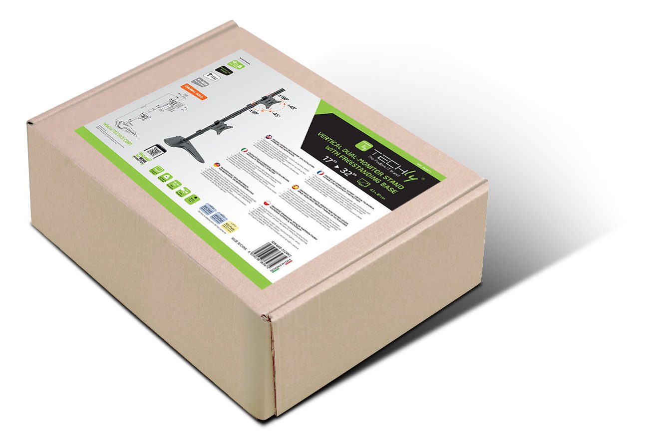 Supporto da Scrivania 2 Monitor 17-32'' con Base e Supporto per Smartphone TECHLY - immagine 2