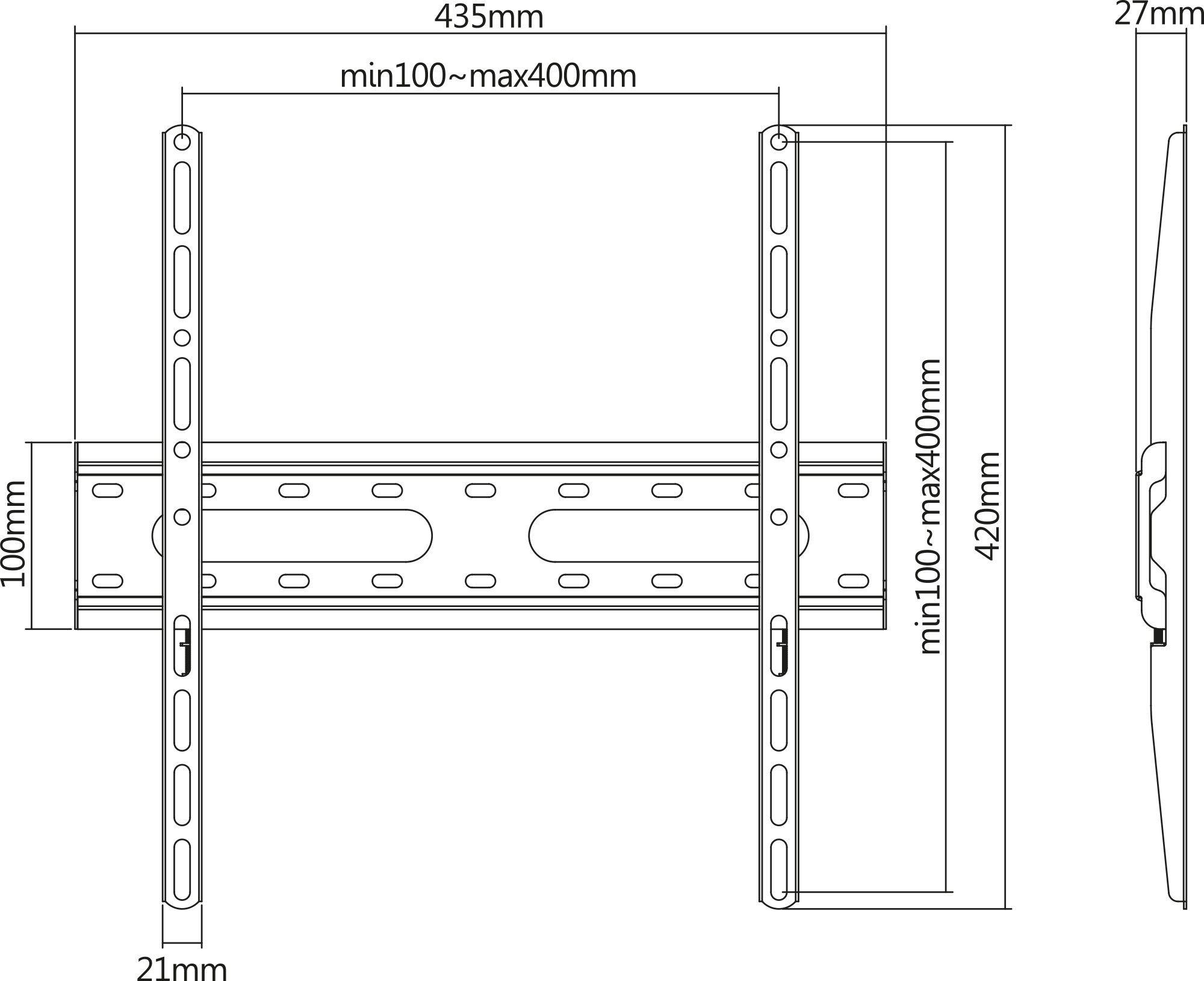 Staffa a Muro Fissa Low-Profile per TV 32-55'' MANHATTAN - immagine 3