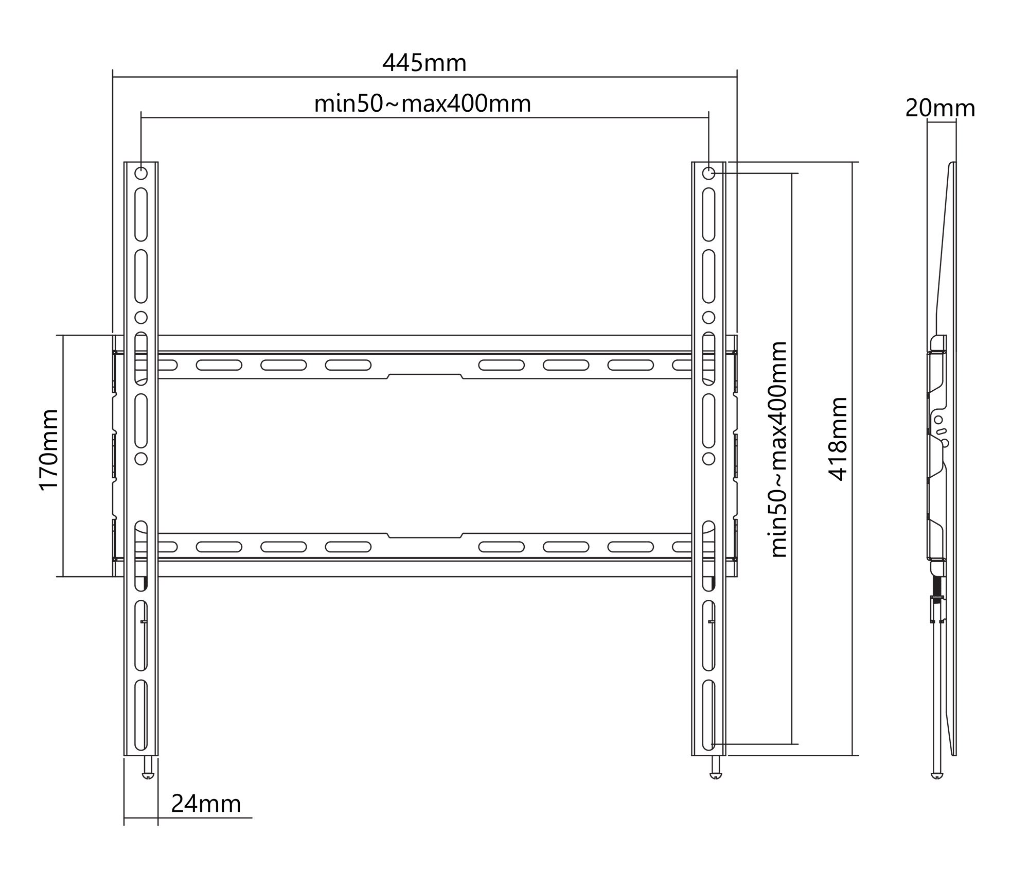 Supporto TV a Muro Fissa Ultra-Slim per TV 32-70'' MANHATTAN - immagine 3