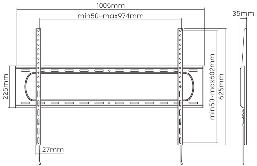 Staffa a Muro Fissa Slim TV LED LCD 60-120'' TECHLY - immagine 3