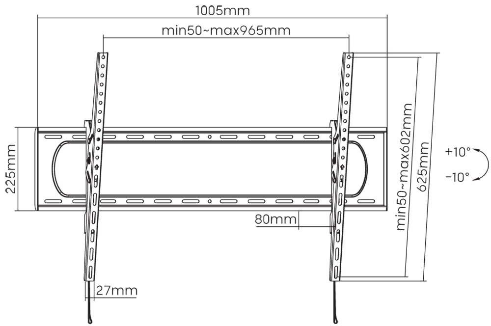 Staffa a Muro Inclinabile Slim TV LED LCD 60-120'' TECHLY - immagine 3