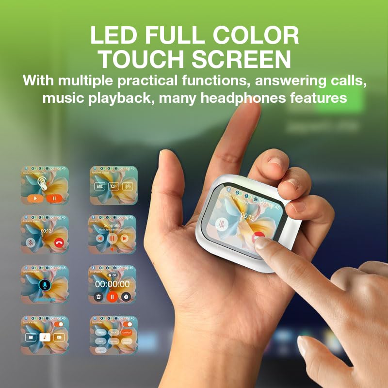 Cuffie Auricolari Bluetooth con Custodia Smart Touch Screen LCD Cancellazione Attiva del Rumore ANC TECHLY - immagine 3