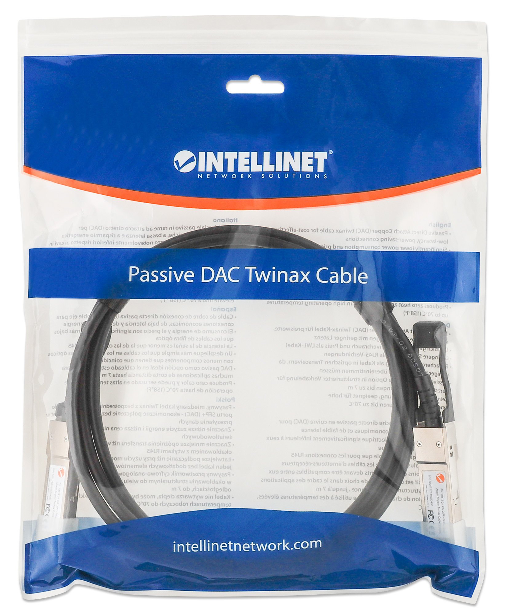 Cavo in Rame Twinax DAC Passivo QSFP+ 40G 3m INTELLINET - immagine 2