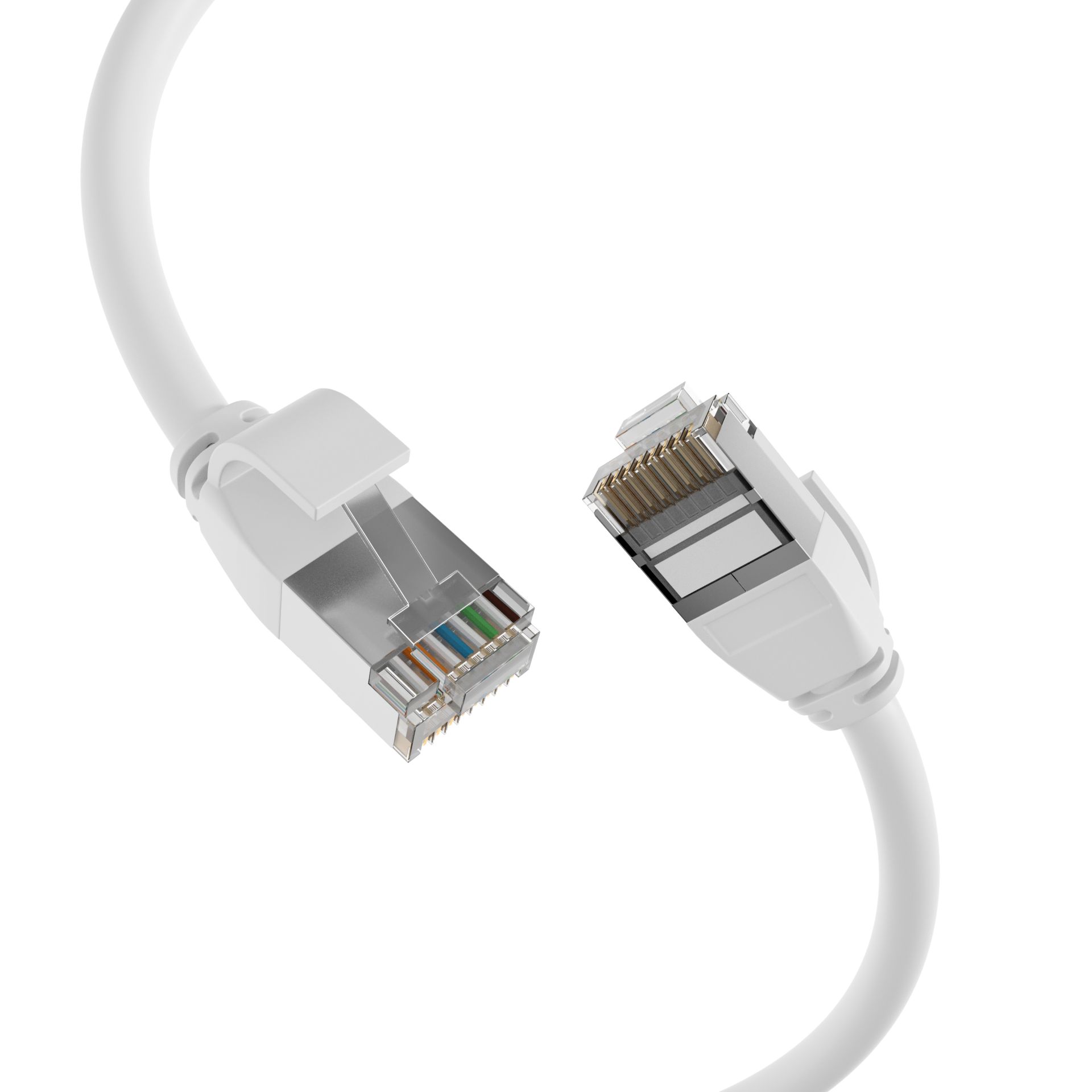 Cavo di Rete Patch in Rame Cat.6A U/FTP TPE 4mm Ultraflex Bianco 0,25m OEM - immagine 2