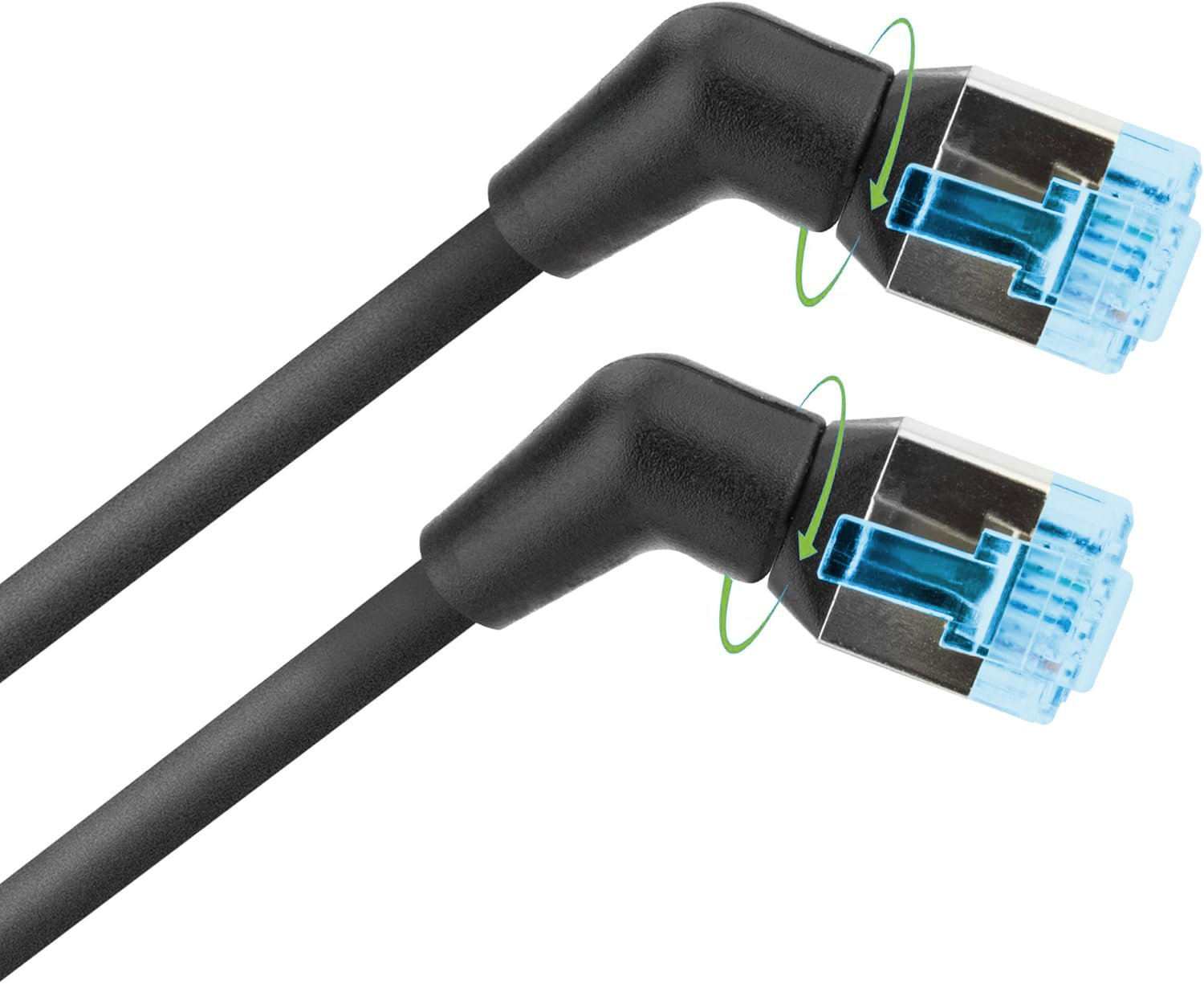 Cavo di rete Patch Slim Angolato 90° Rame TPE Cat. 6A Nero U/FTP 5 m TECHLY PROFESSIONAL - immagine 2