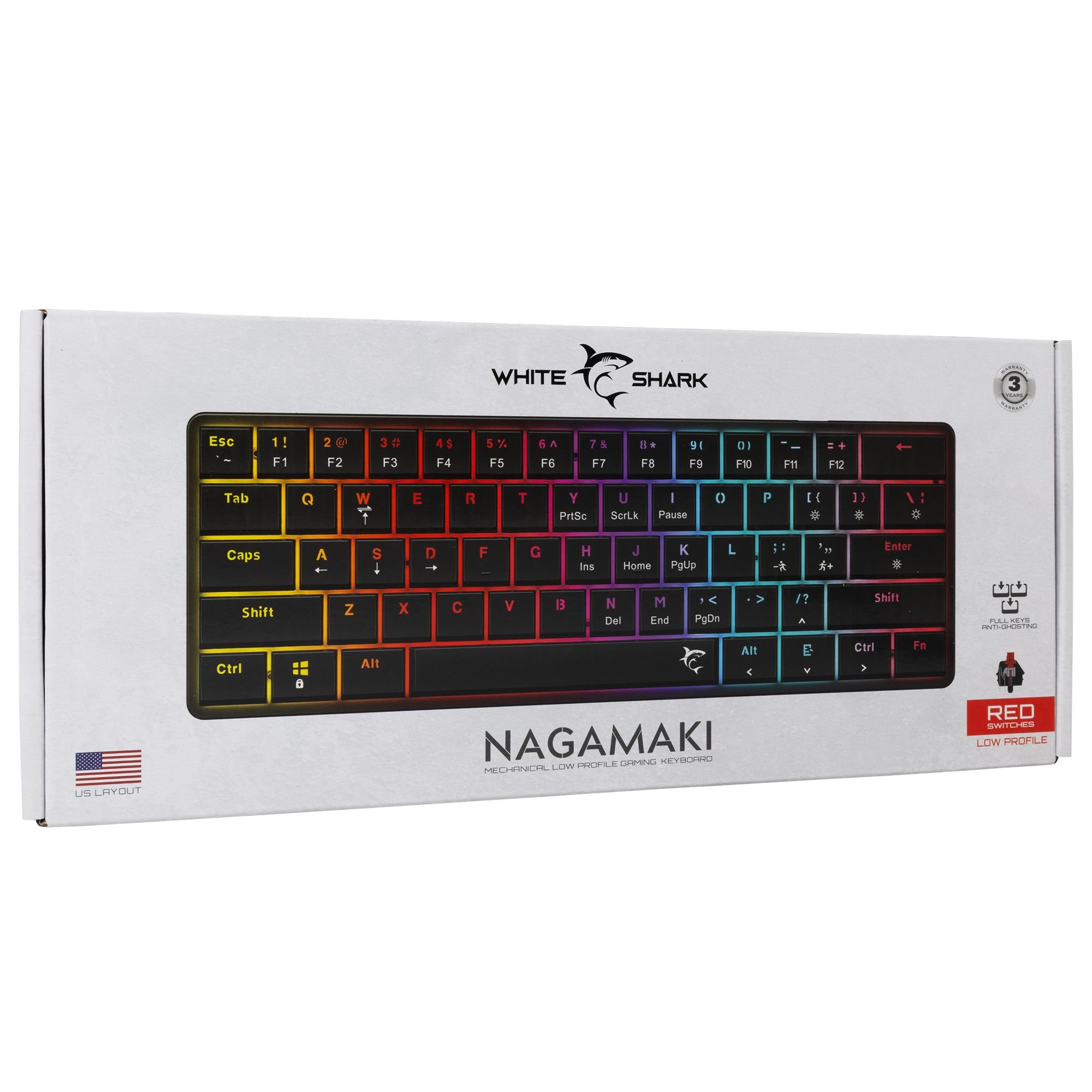Tastiera Gaming USB-C™ 62 Tasti con Retroilluminazione LED RGB e 19 Effetti Luce WHITE SHARK - immagine 2
