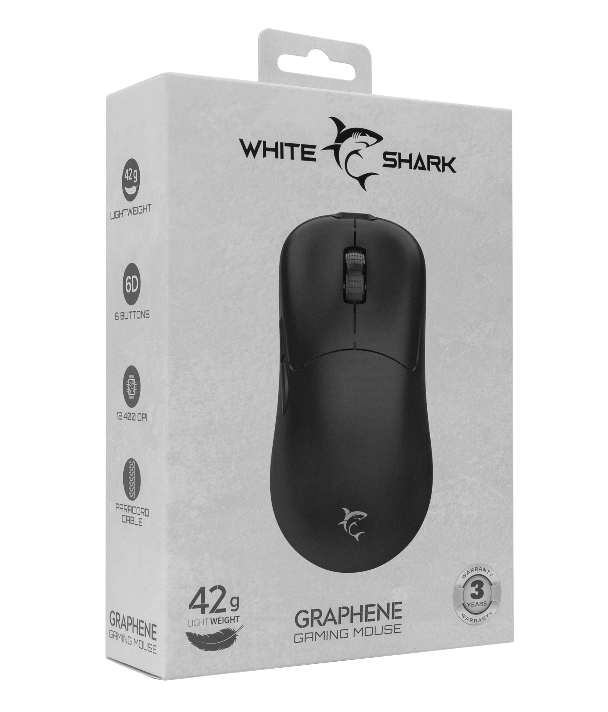 Mouse Ottico 6D USB 12400 dpi Graphene Nero WHITE SHARK - immagine 2