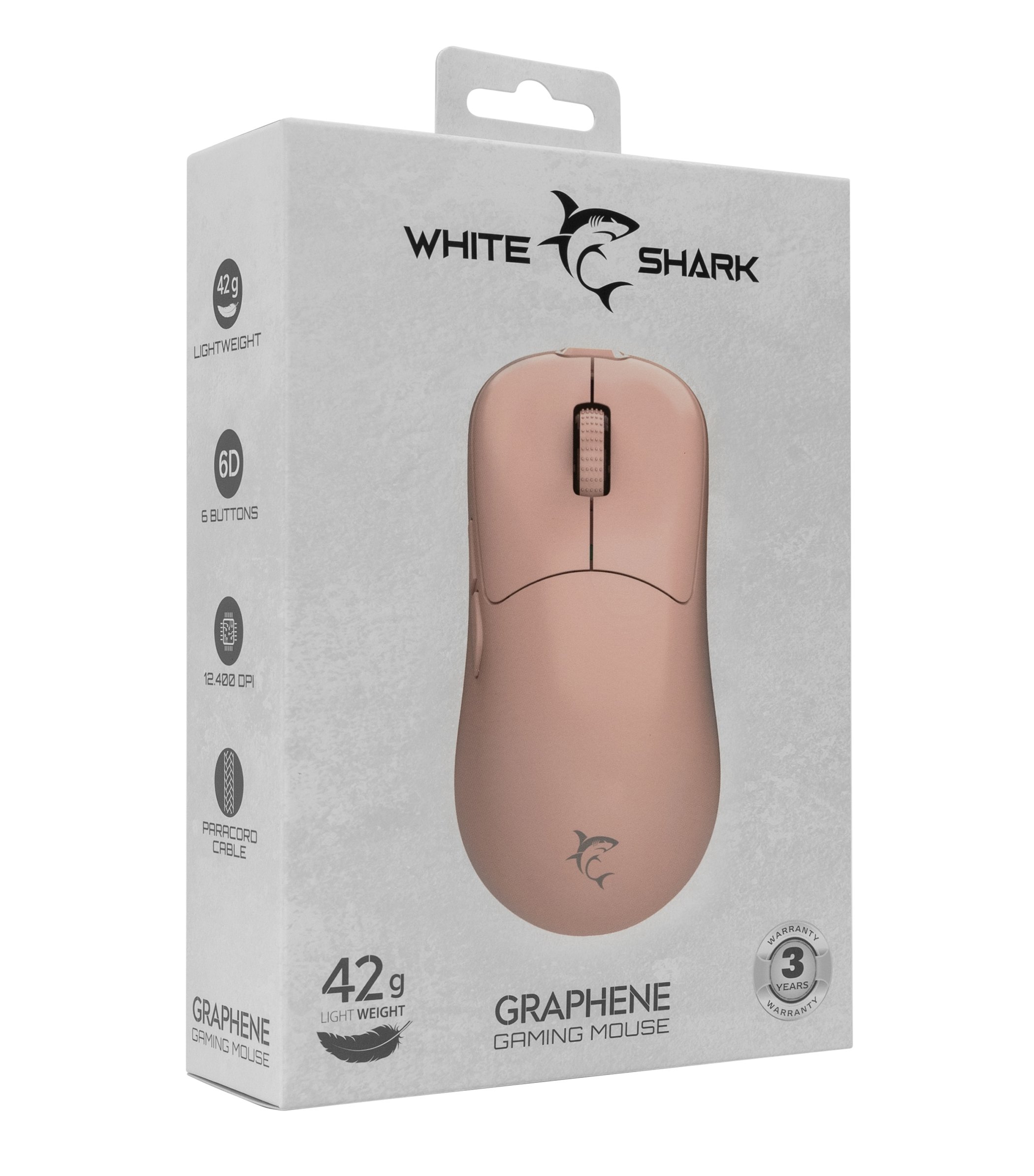 Mouse Ottico 6D USB 12400 dpi Graphene Rosa WHITE SHARK - immagine 2