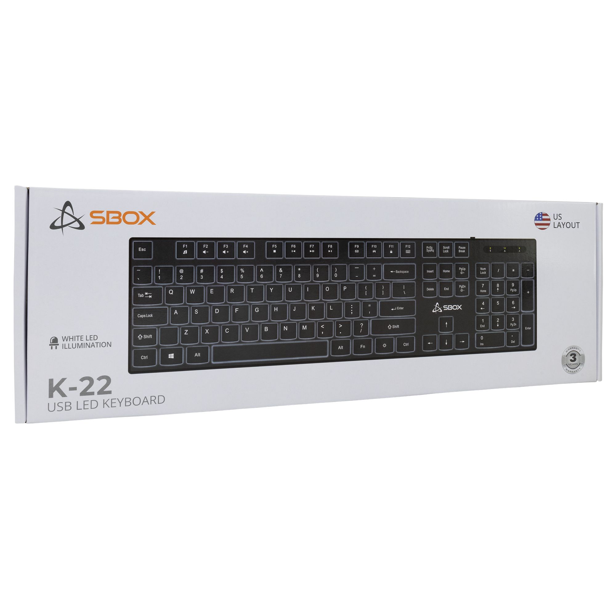 Tastiera 105 Tasti USB Layout Americano, colore Nero SBOX - immagine 2