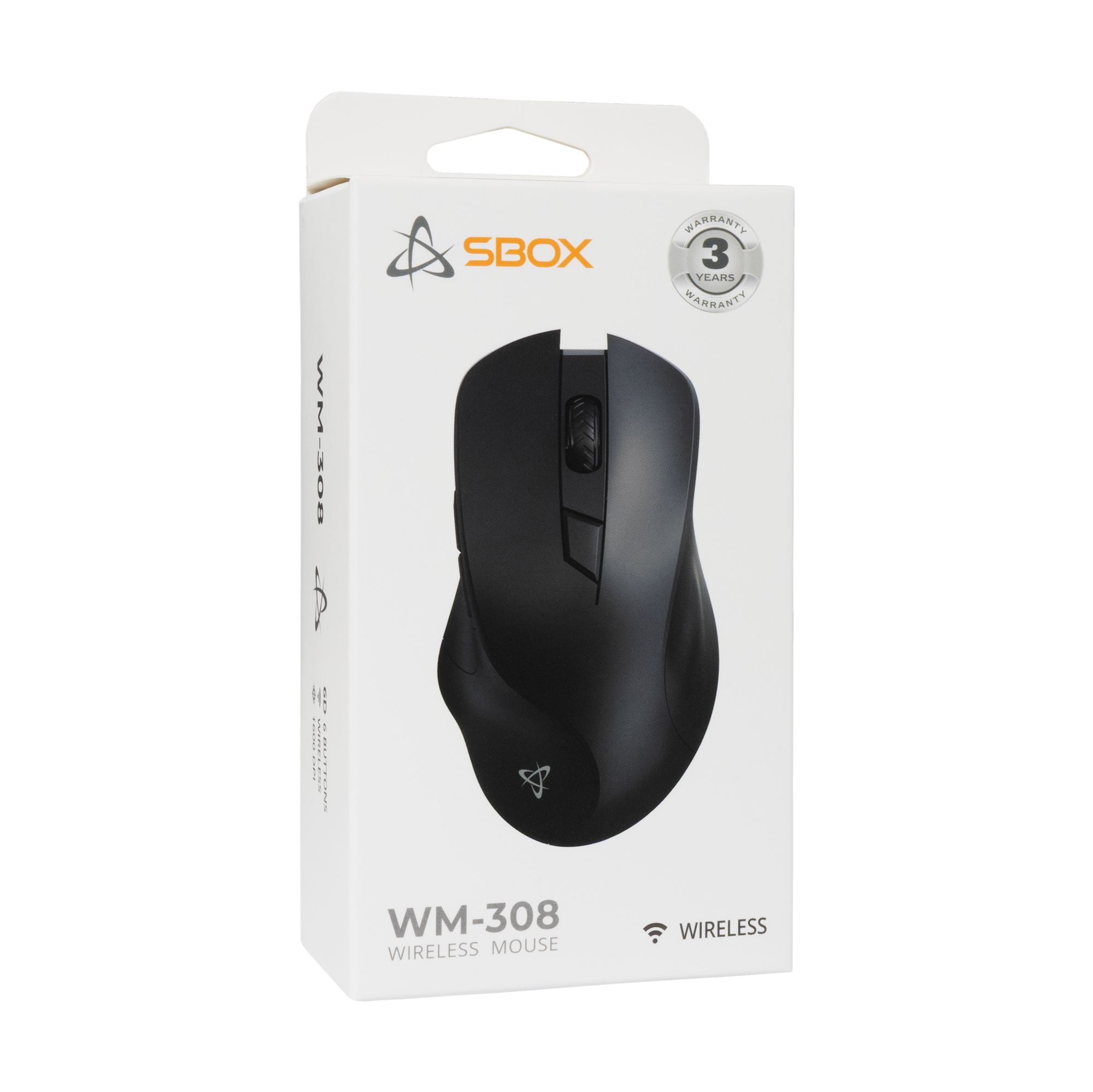Mouse Ottico Wireless 1600 Dpi 6D Nero, WM-308B SBOX - immagine 2