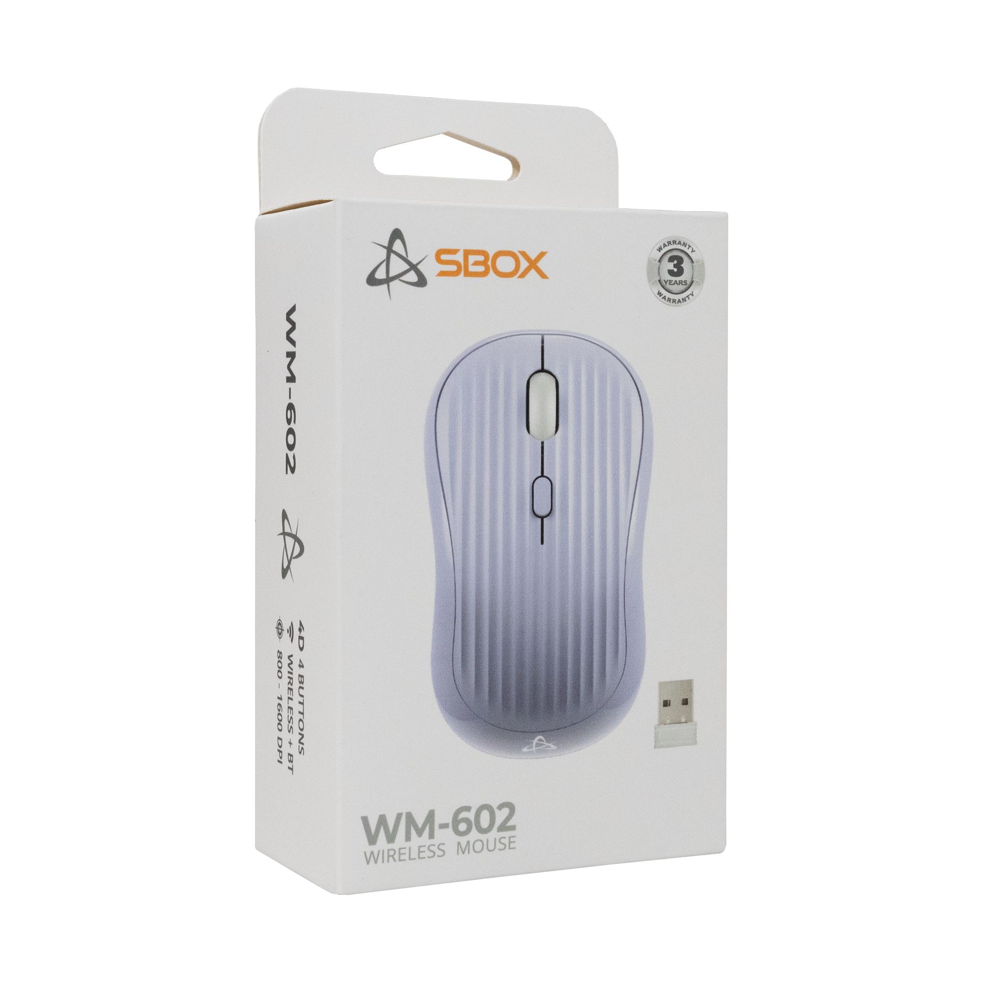 Mouse Ottico Wireless 1600 Dpi 4D Viola, WM-602VL SBOX - immagine 2