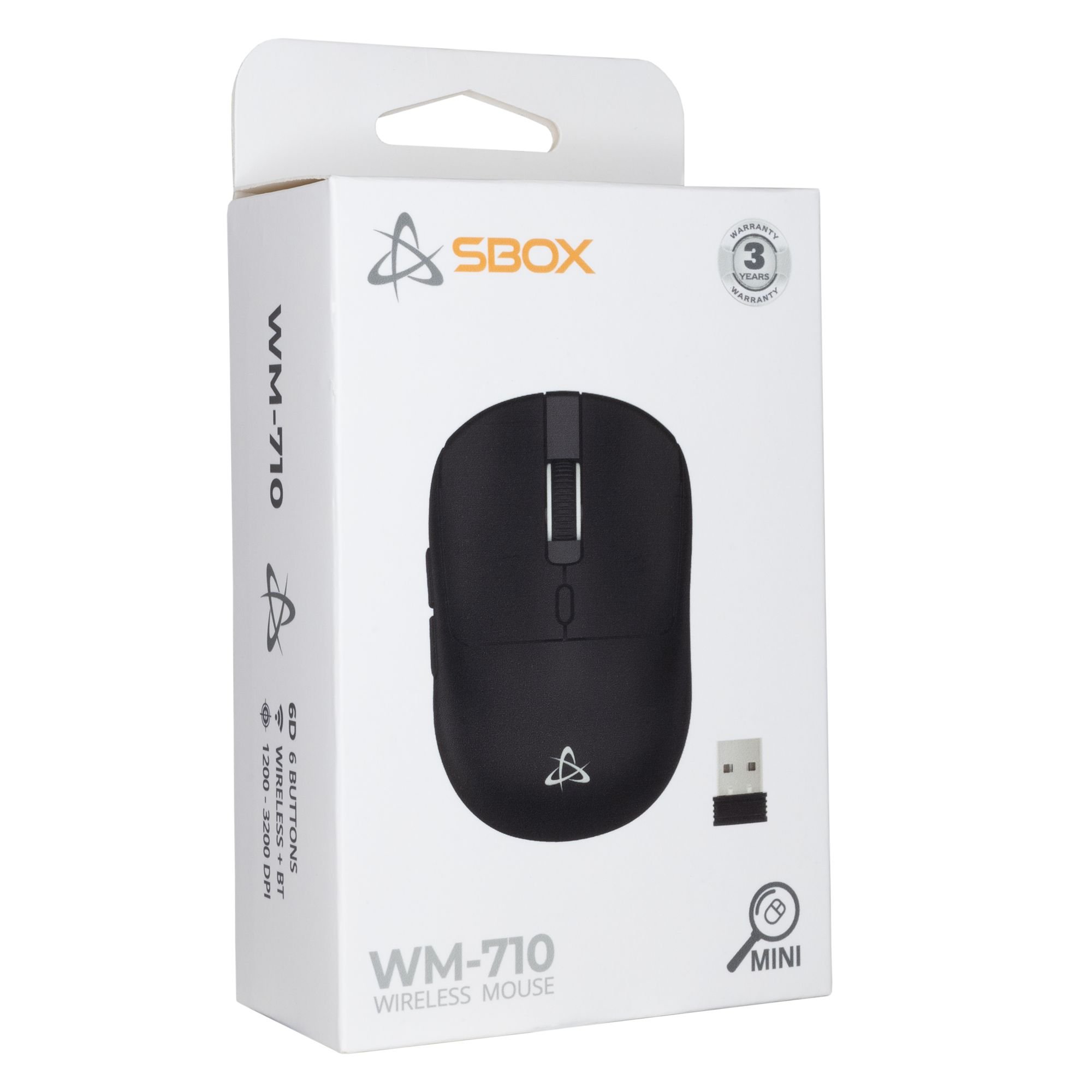 Mini Mouse Ottico Wireless 6D 3200 Dpi Nero, WM-710 SBOX - immagine 2