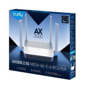 Mesh Router Wi-Fi 6 AX3000 Dual Band 2,5 Gbps WAN, WR3000H CUDY