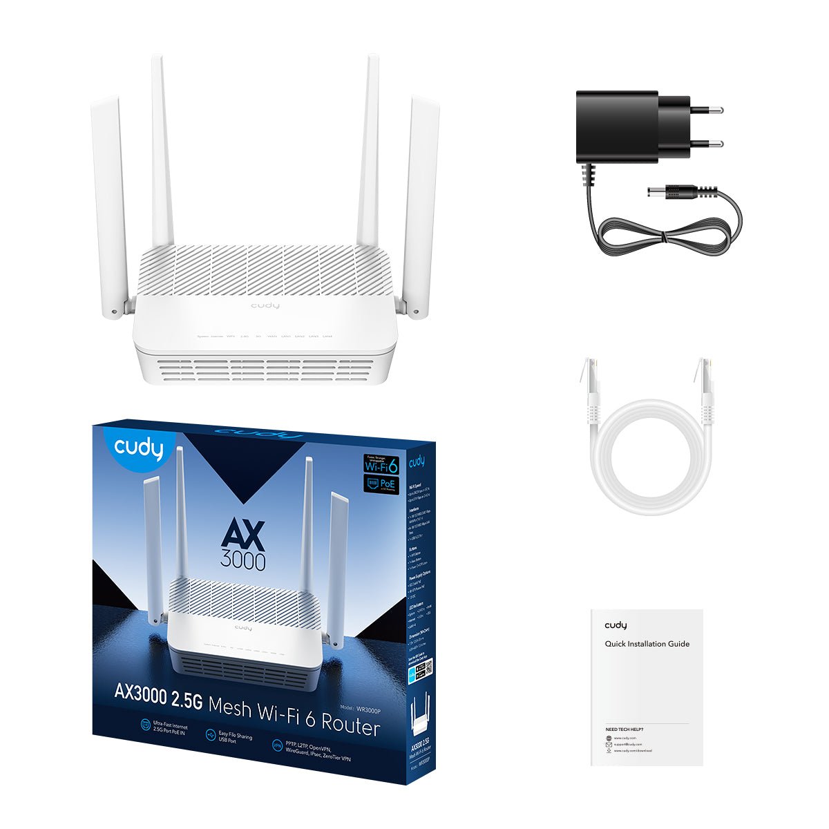 Router PoE Wi-Fi 6 mesh AX3000 2.5G, WR3000P CUDY - immagine 2