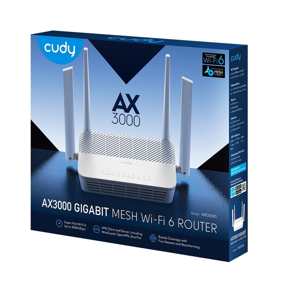 Mesh Router Wi-Fi 6 AX3000 Dual Band Gigabit, WR3000S CUDY - immagine 2