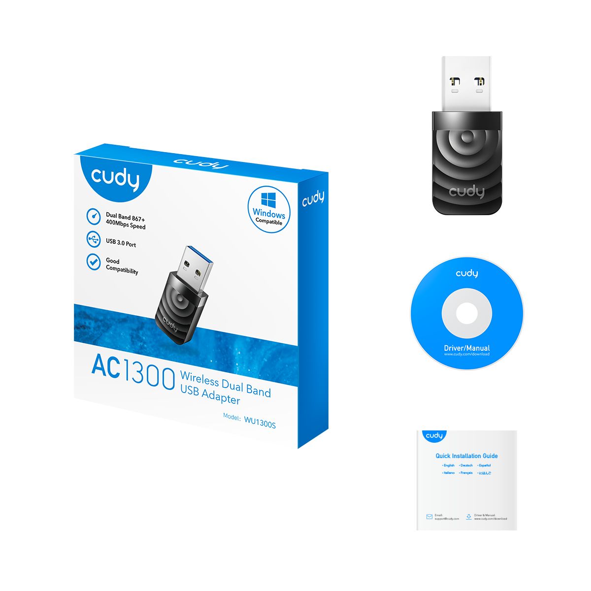 Adattatore USB Wi-Fi AC1300, WU1300S CUDY - immagine 2