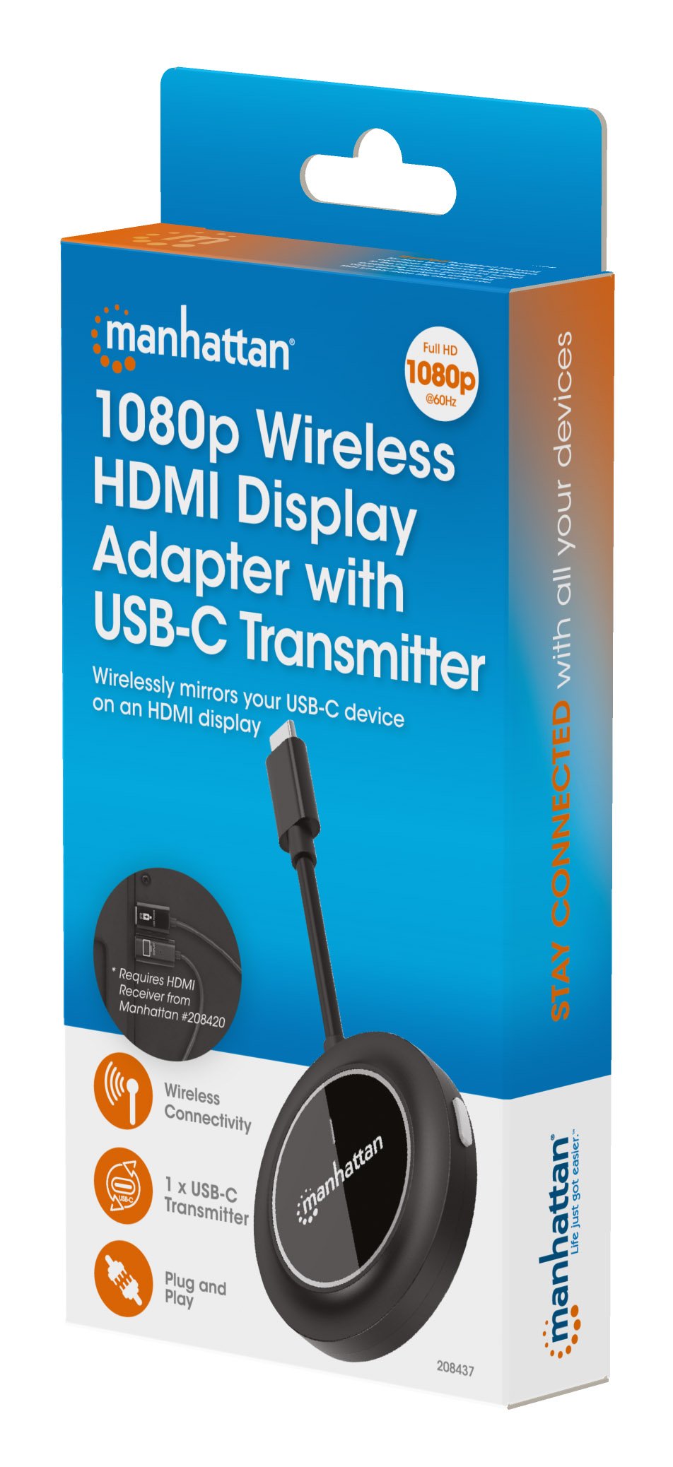 Adattatore Wireless HDMI 1080p con Trasmettitore USB-C™ per IDATA USBC-1080WL MANHATTAN - immagine 2