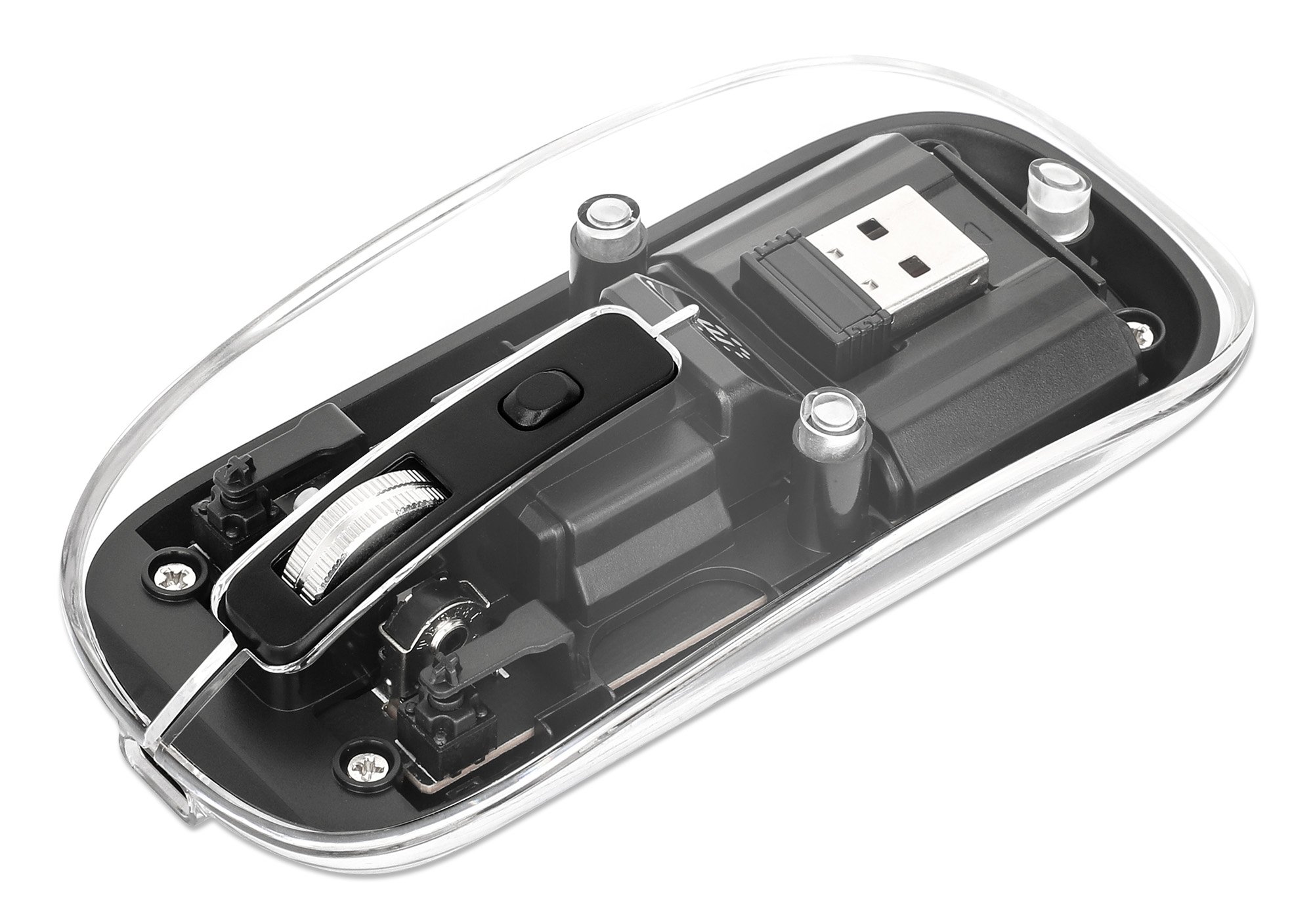 Mouse Ottico Wireless 800-1600 dpi con Micro Ricevitore USB Nero Trasparente MANHATTAN - immagine 3