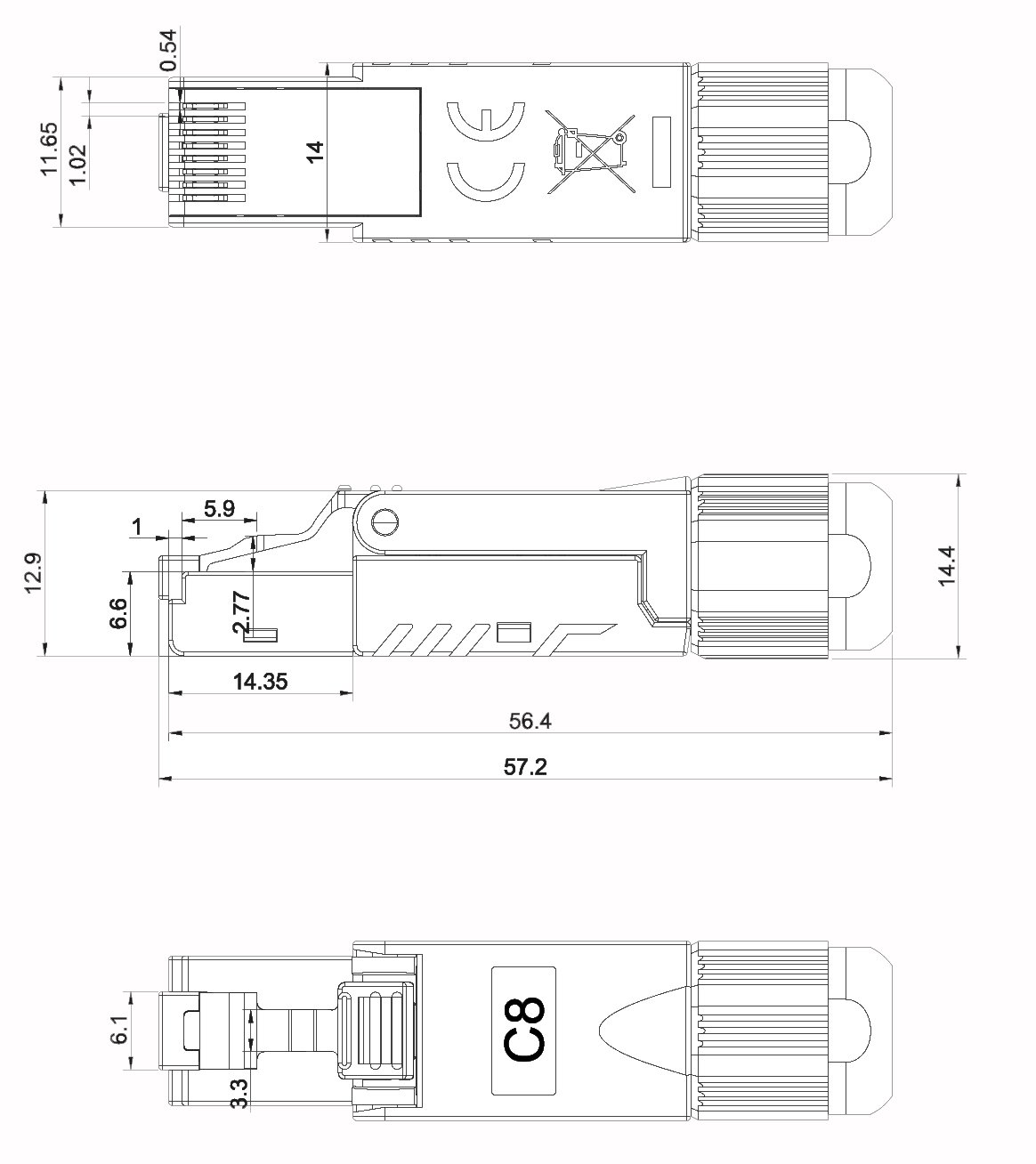 Plug RJ45 Cat.8 Schermato STP Tooless TECHLY PROFESSIONAL - immagine 2
