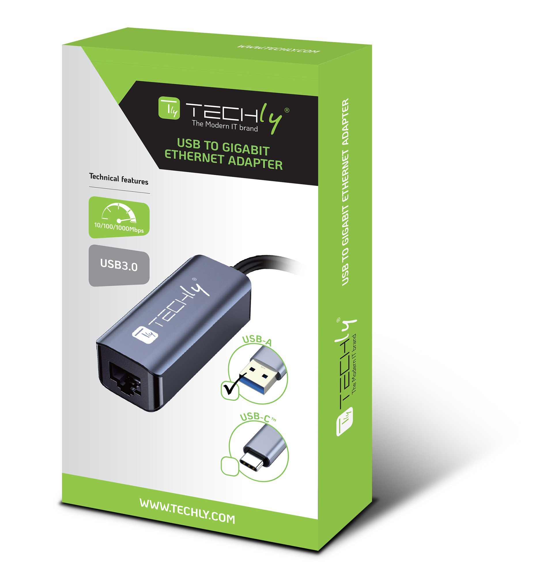 Adattatore Convertitore USB 3.0 tipo A a RJ45 Gigabit TECHLY - immagine 2