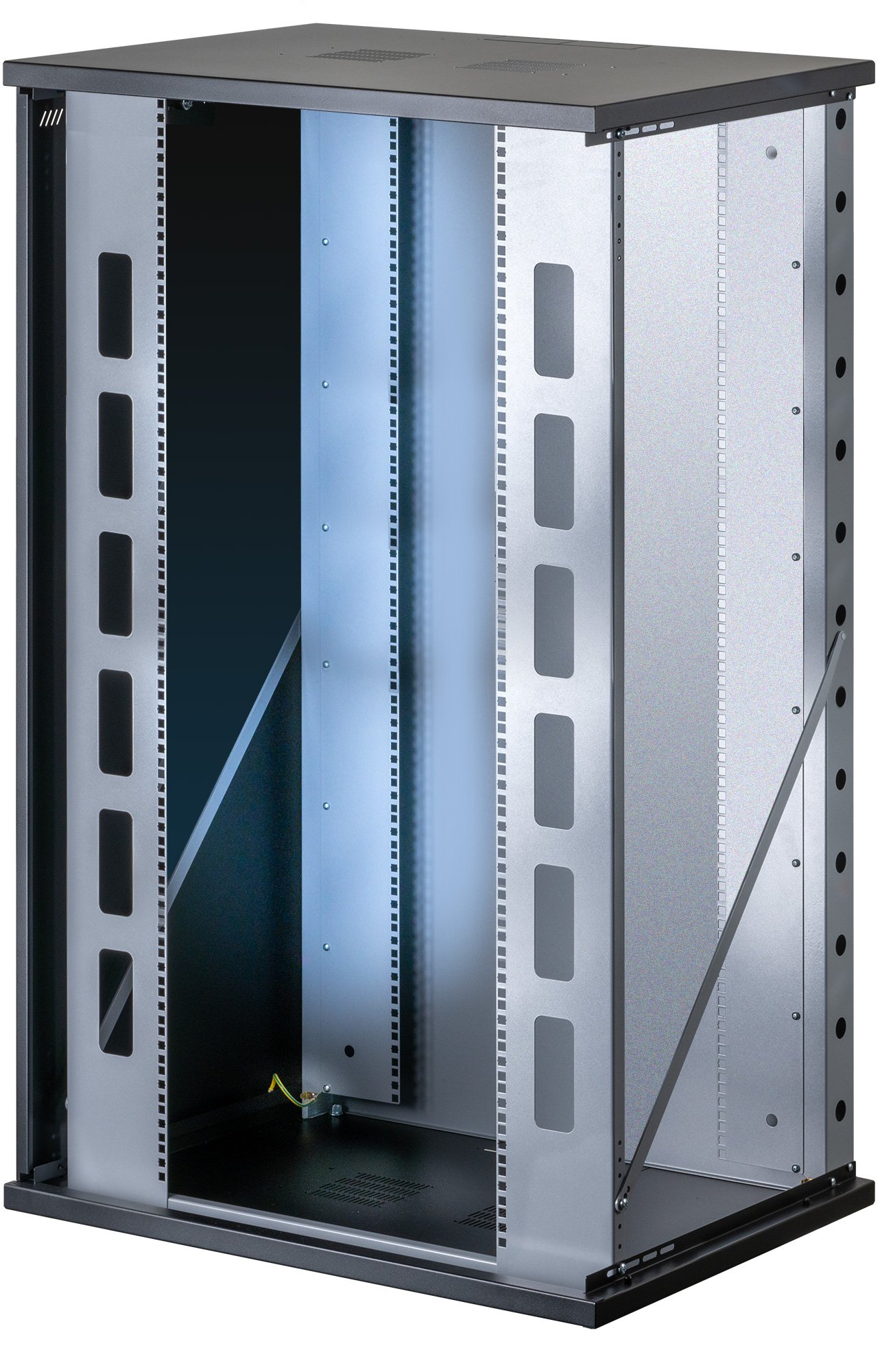 Armadio Rack 19'' a Muro 22U P 600mm L 800mm Porta Vetro Nero TECHLY PROFESSIONAL - immagine 2