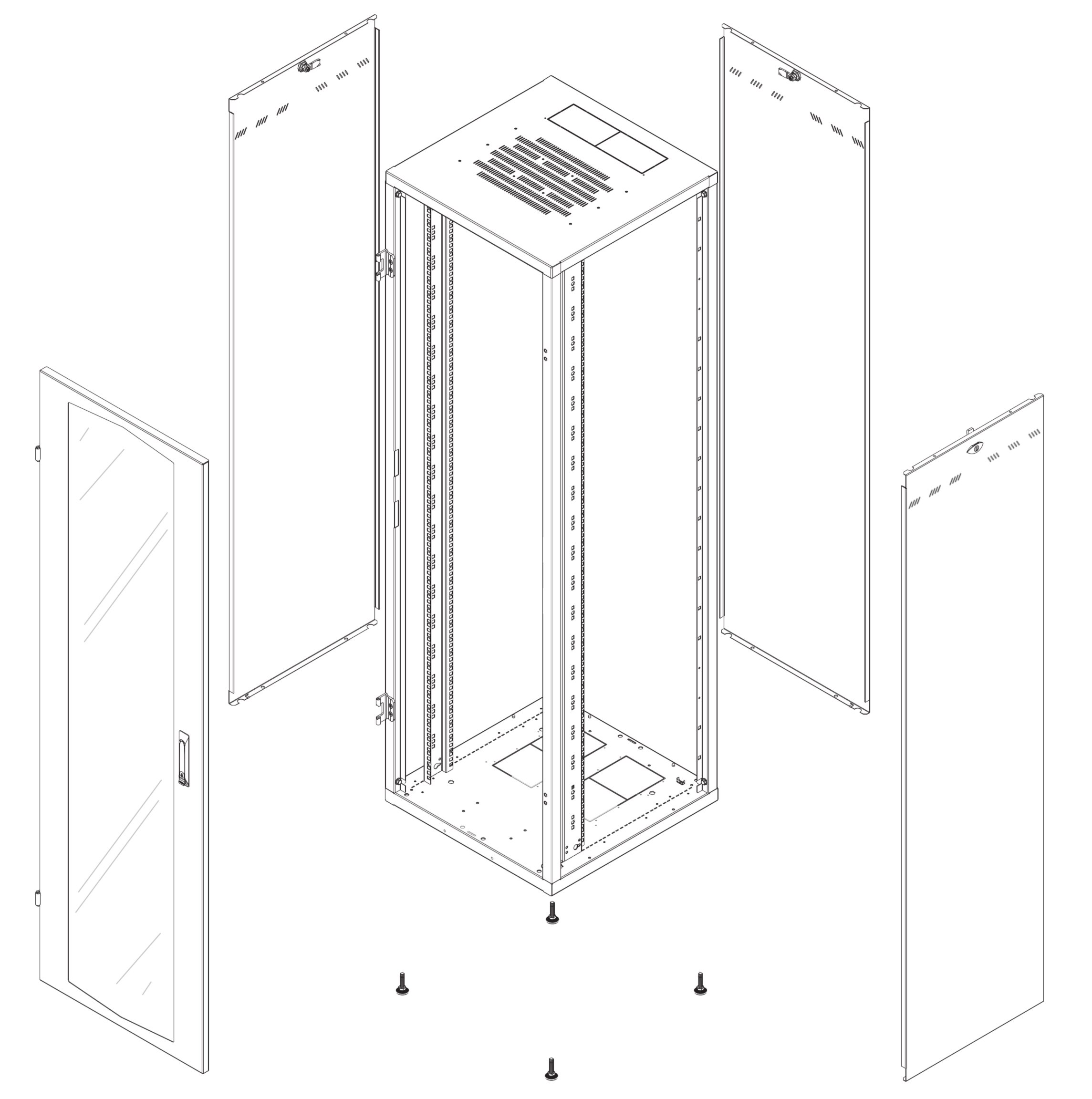 Armadio Rack NextGen 19'' 600x600 20U Nero INTELLINET - immagine 2